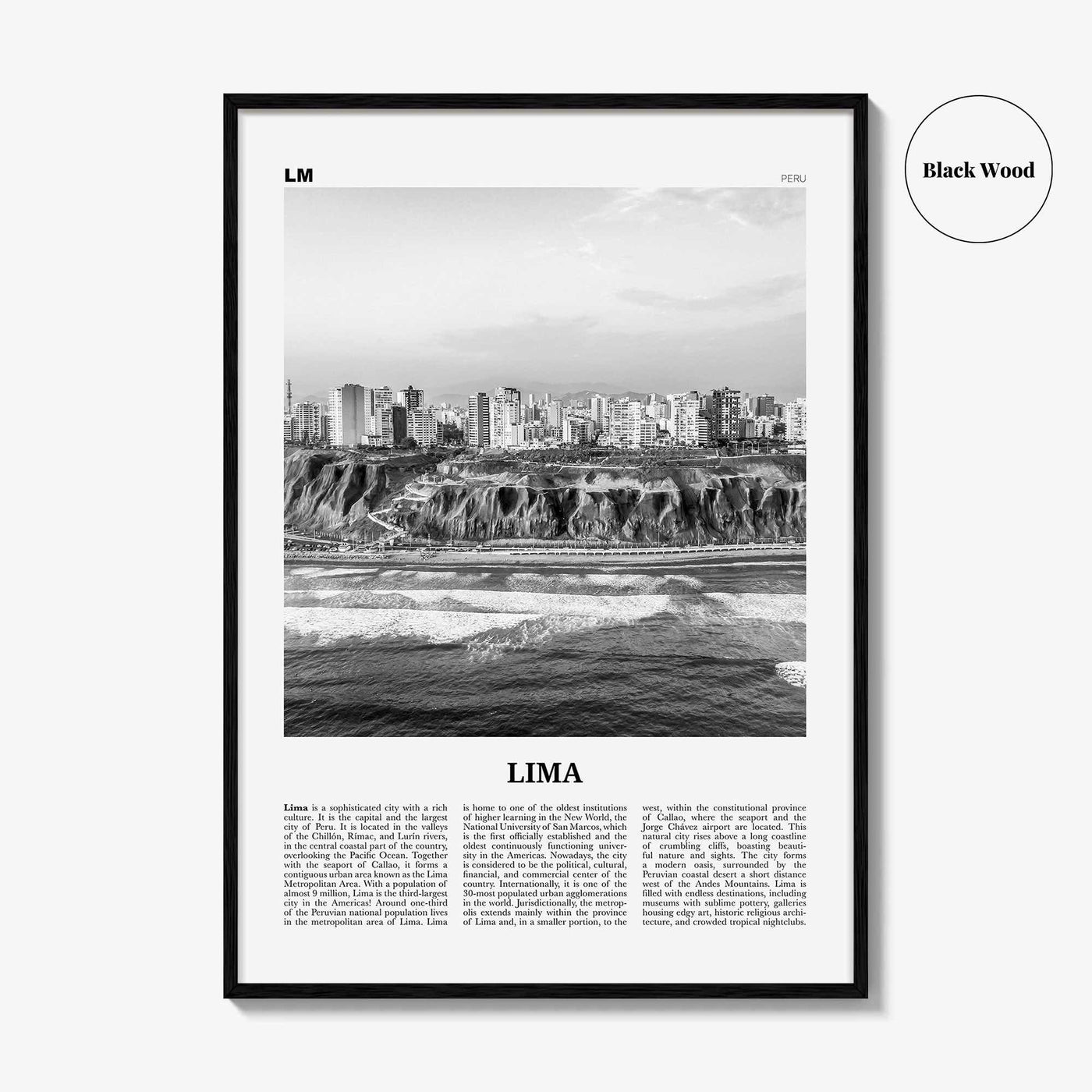Lima Print Black and White No 2, Lima Wall Art, Lima Poster, Lima Photo, Lima Wall Decor, City Art Print, Peru, Perú, South America