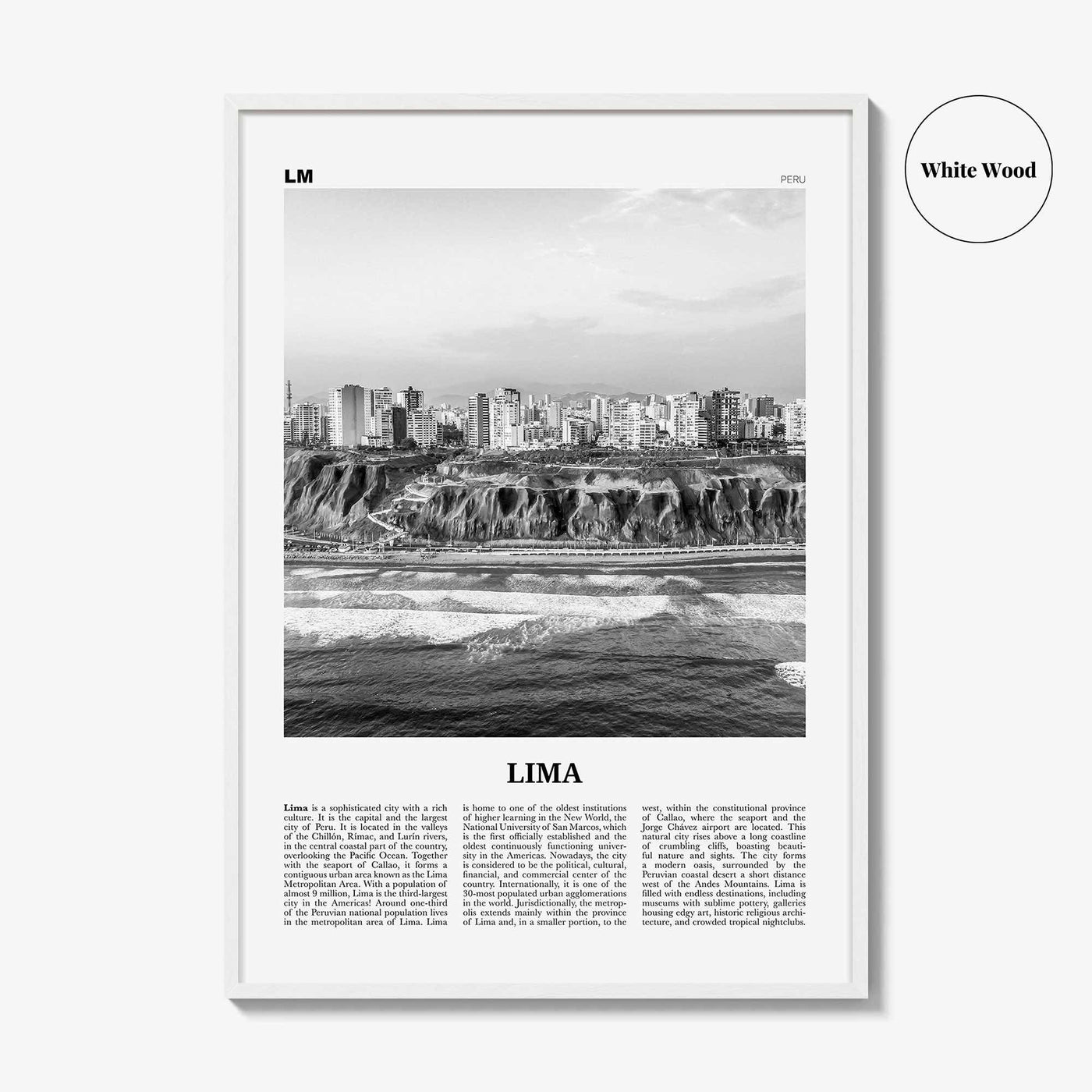 Lima Print Black and White No 2, Lima Wall Art, Lima Poster, Lima Photo, Lima Wall Decor, City Art Print, Peru, Perú, South America