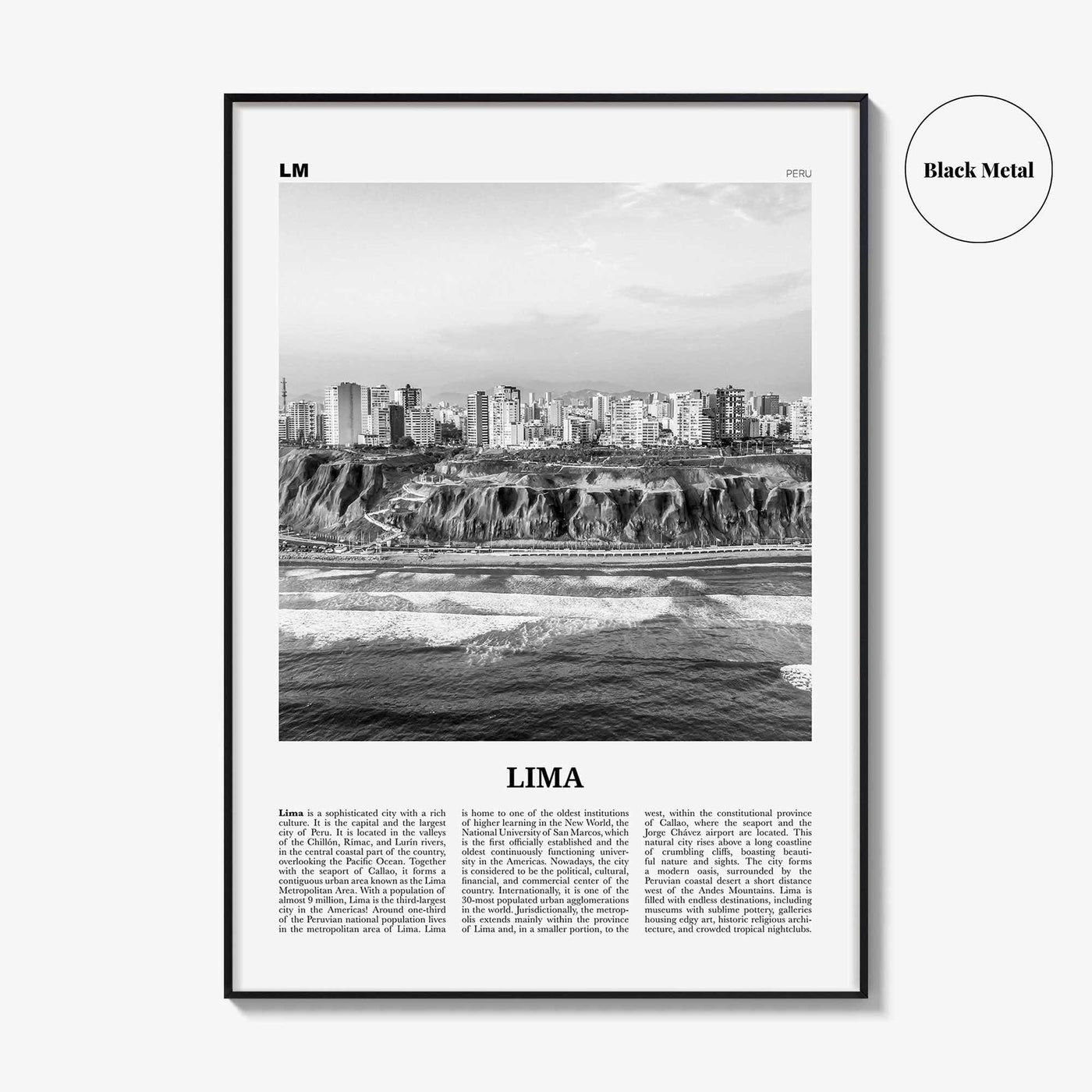 Lima Print Black and White No 2, Lima Wall Art, Lima Poster, Lima Photo, Lima Wall Decor, City Art Print, Peru, Perú, South America