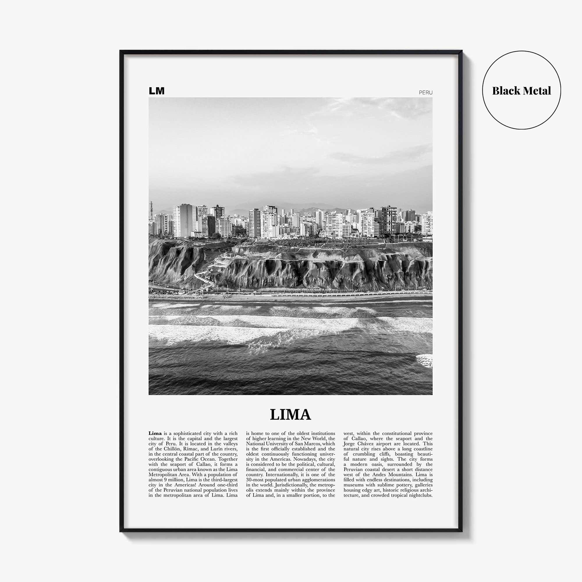 Lima Print Black and White No 2, Lima Wall Art, Lima Poster, Lima Photo, Lima Wall Decor, City Art Print, Peru, Perú, South America
