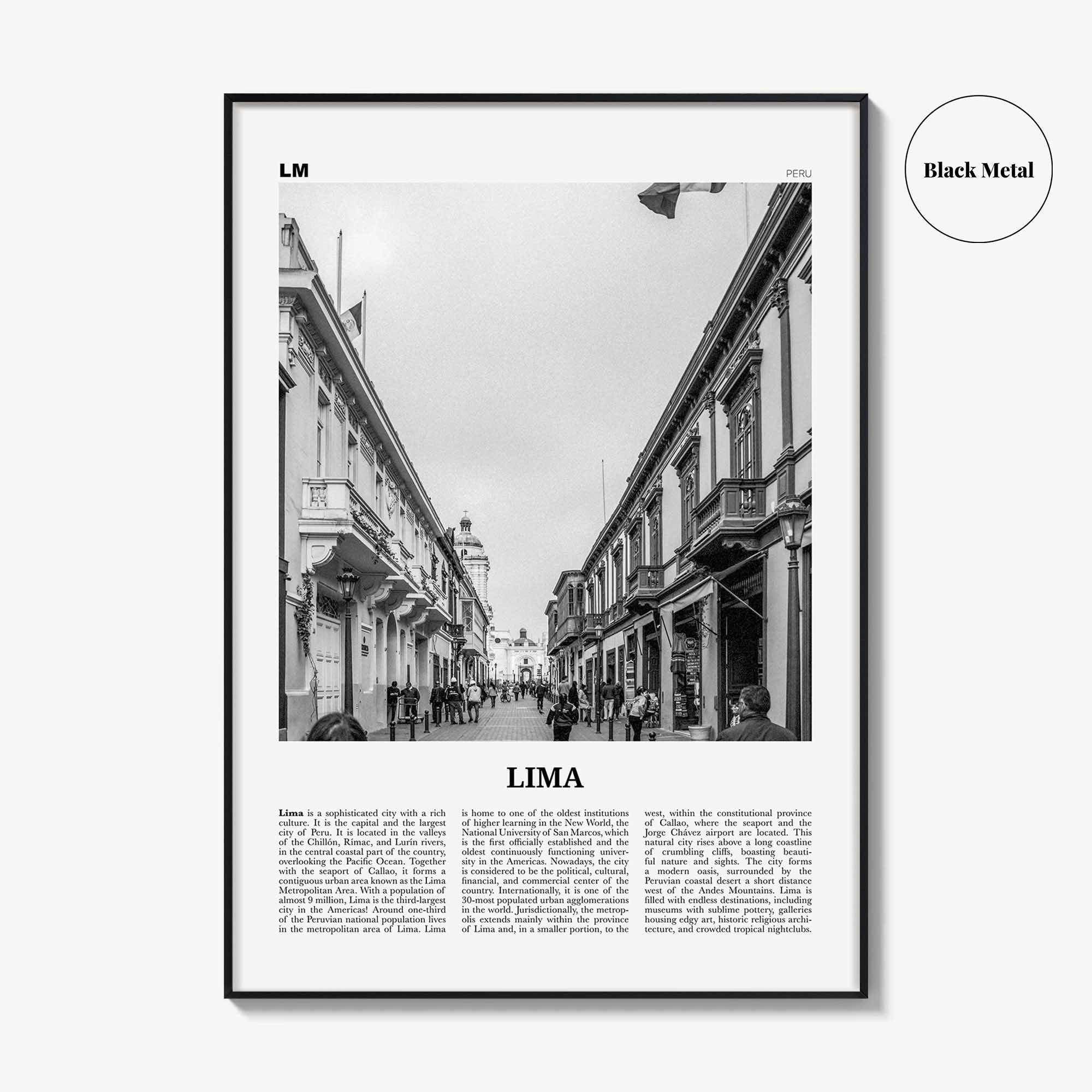 Lima Print Black and White No 3, Lima Wall Art, Lima Poster, Lima Photo, Lima Wall Decor, City Art Print, Peru, Perú, South America