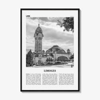 Limoges Print Black and White, Limoges Wall Art, Limoges Poster, Limoges Photo, Limoges Wall Décor, Limoges Map, France