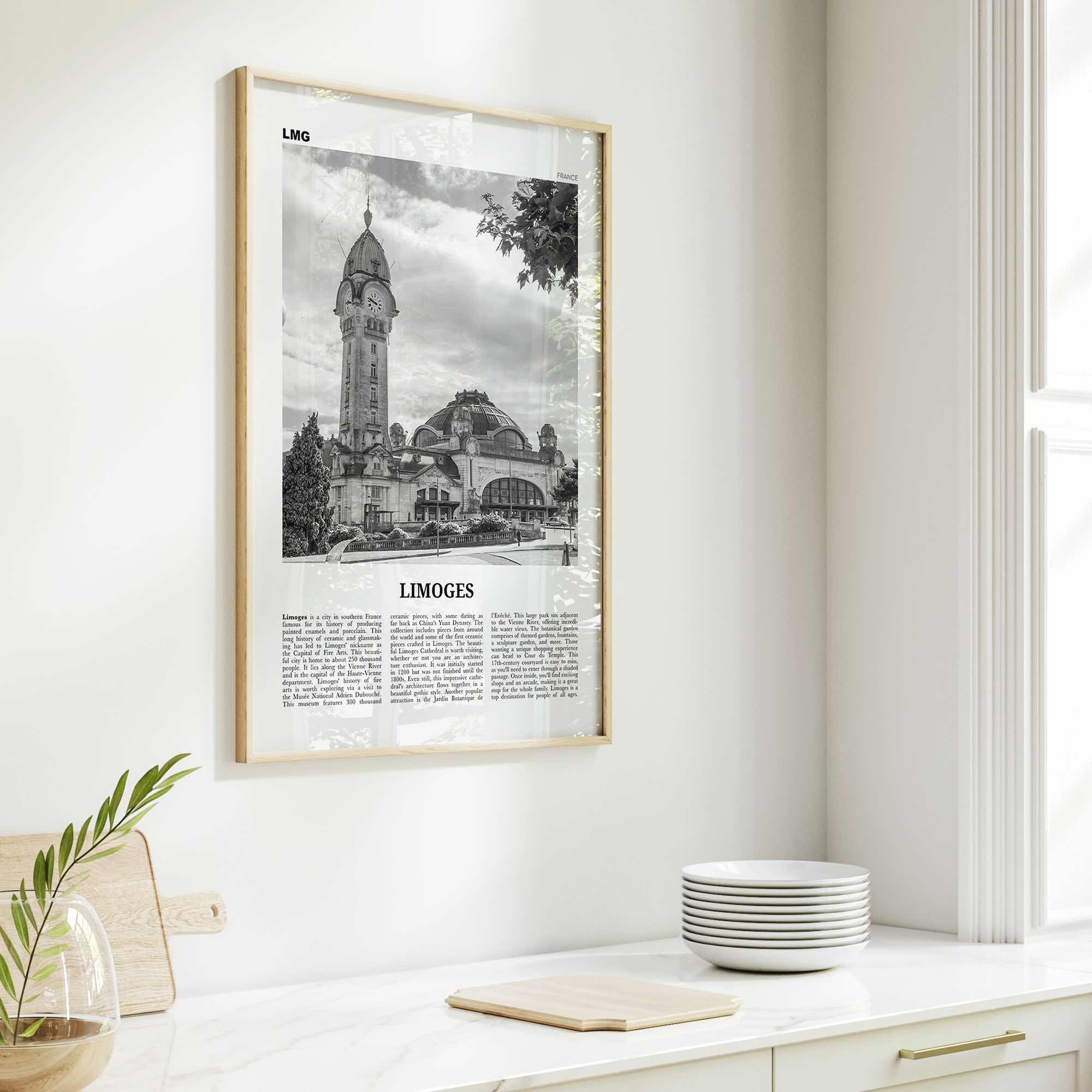 Limoges Print Black and White, Limoges Wall Art, Limoges Poster, Limoges Photo, Limoges Wall Décor, Limoges Map, France