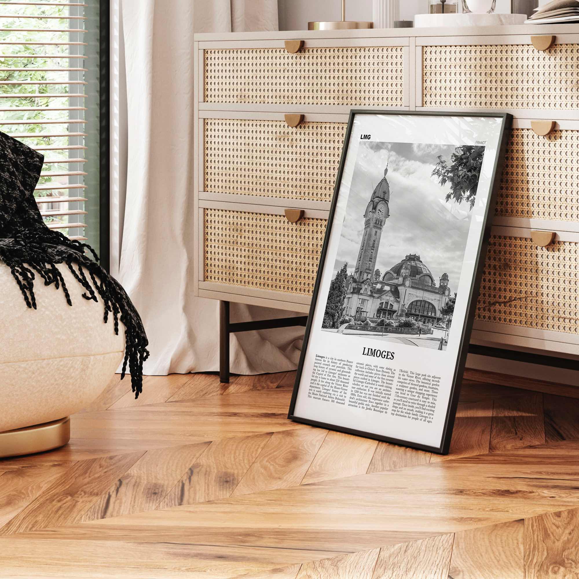 Limoges Print Black and White, Limoges Wall Art, Limoges Poster, Limoges Photo, Limoges Wall Décor, Limoges Map, France