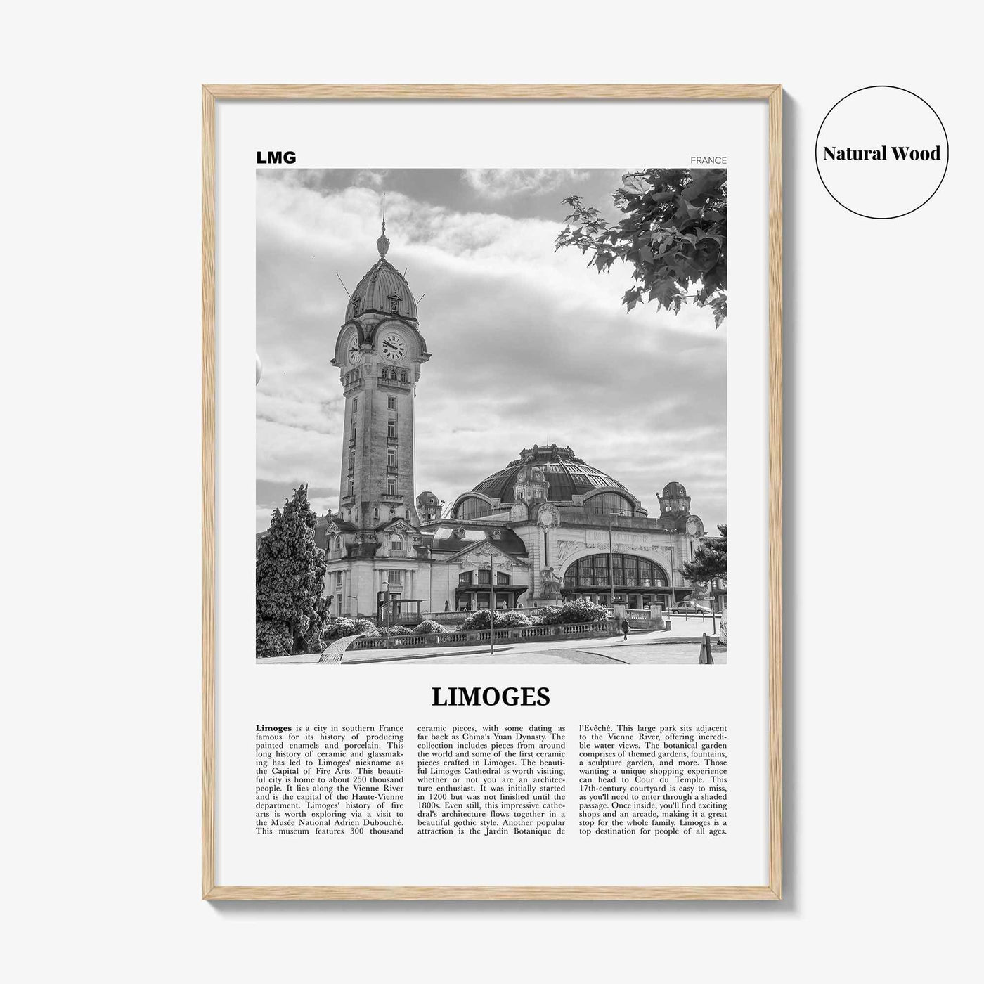 Limoges Print Black and White, Limoges Wall Art, Limoges Poster, Limoges Photo, Limoges Wall Décor, Limoges Map, France