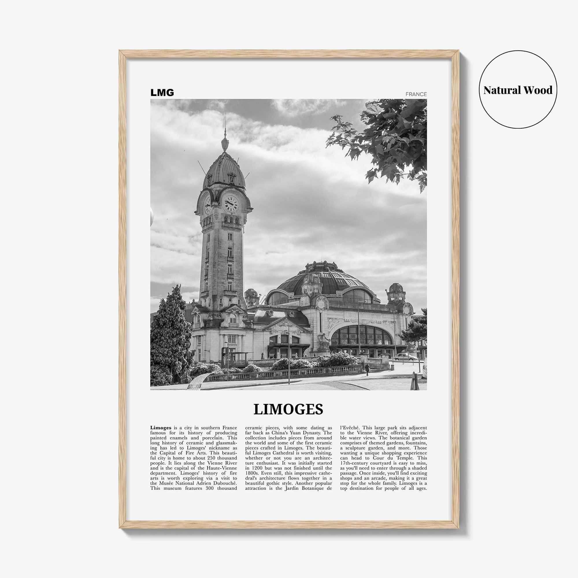 Limoges Print Black and White, Limoges Wall Art, Limoges Poster, Limoges Photo, Limoges Wall Décor, Limoges Map, France