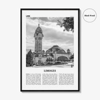 Limoges Print Black and White, Limoges Wall Art, Limoges Poster, Limoges Photo, Limoges Wall Décor, Limoges Map, France