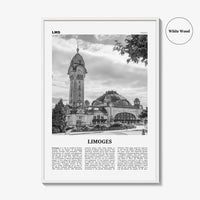 Limoges Print Black and White, Limoges Wall Art, Limoges Poster, Limoges Photo, Limoges Wall Décor, Limoges Map, France