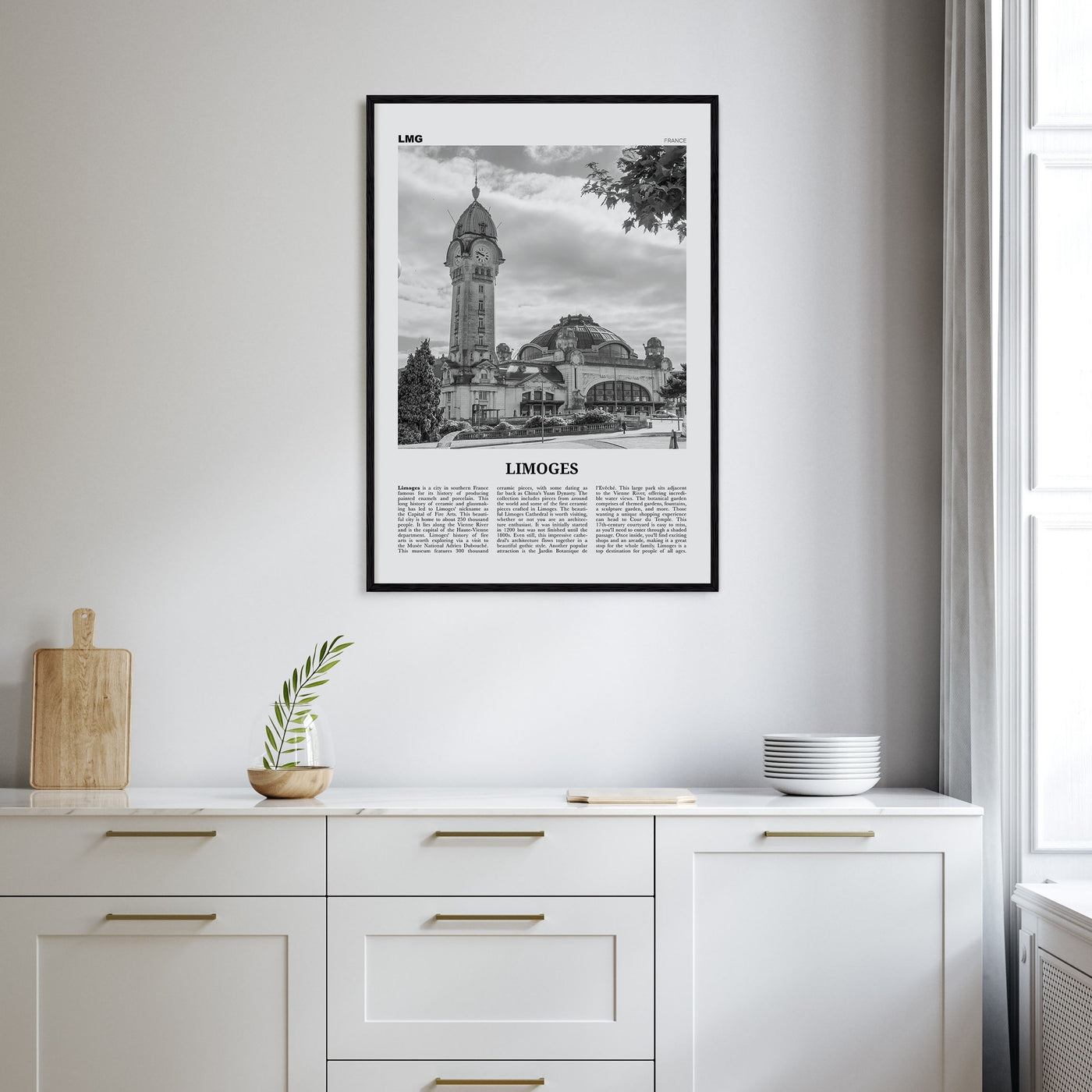 Limoges Travel B&W Poster