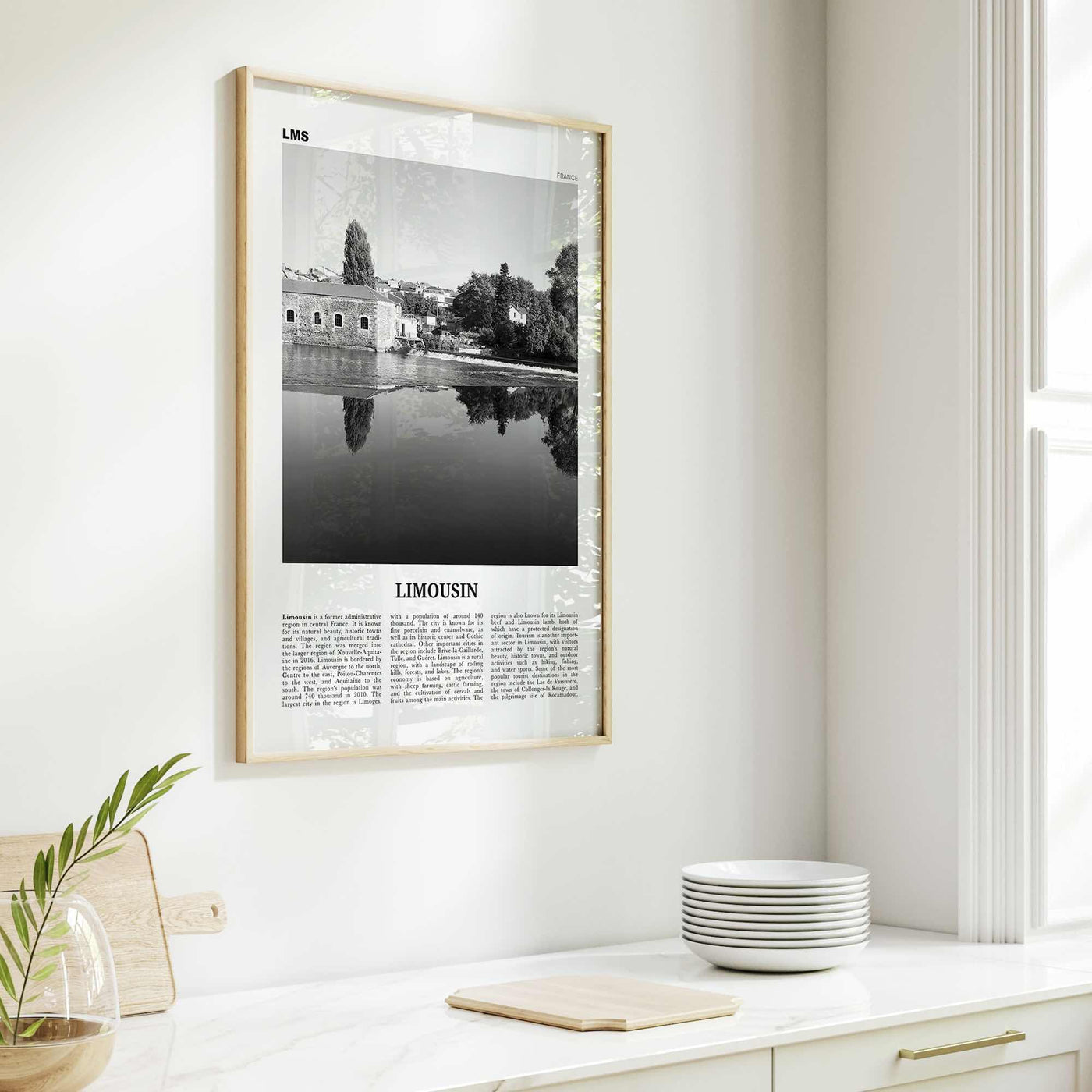 Limousin Print Black and White, Limousin Wall Art, Limousin Poster, Limousin Photo, Limousin Wall Décor, Limousin Map, Italy