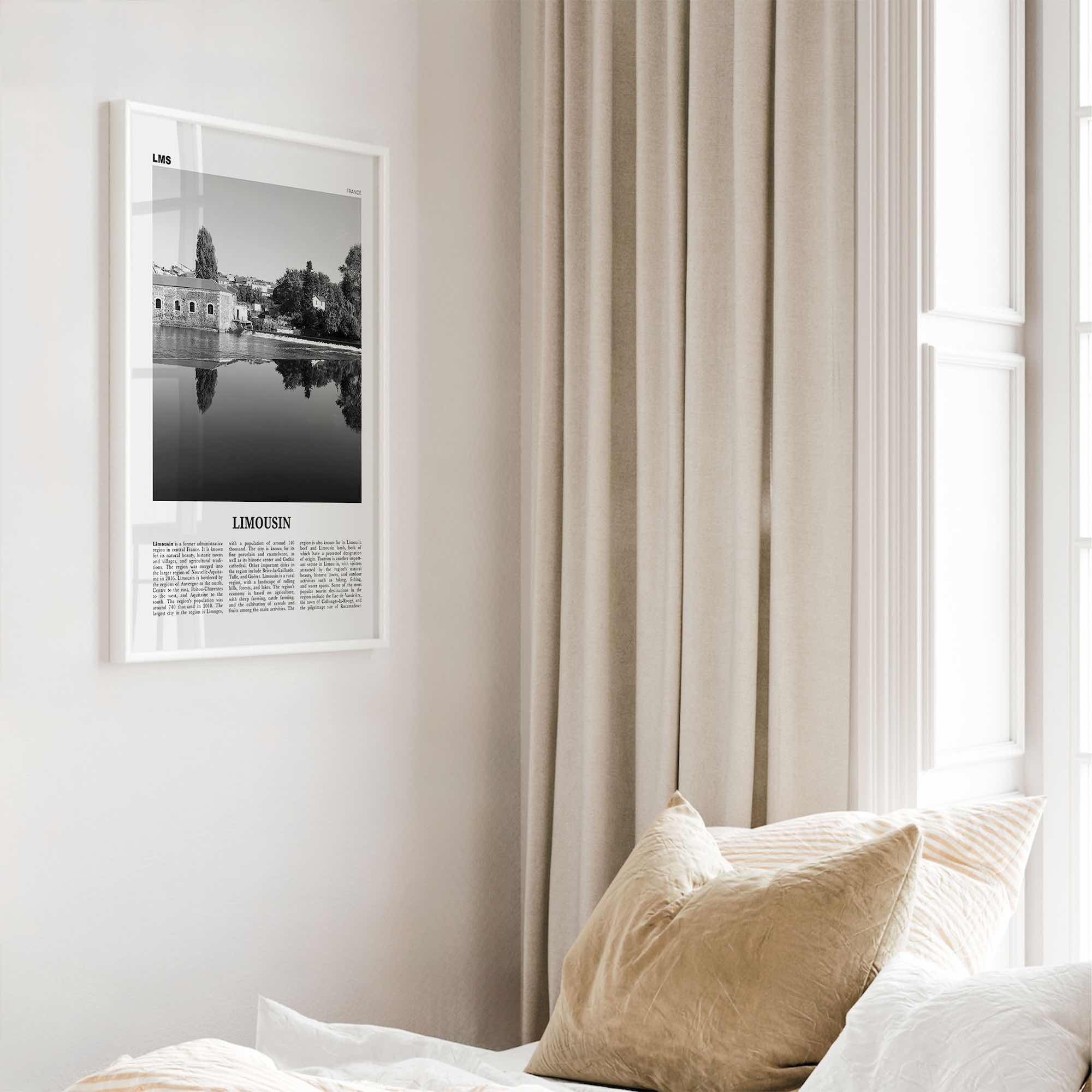 Limousin Print Black and White, Limousin Wall Art, Limousin Poster, Limousin Photo, Limousin Wall Décor, Limousin Map, Italy