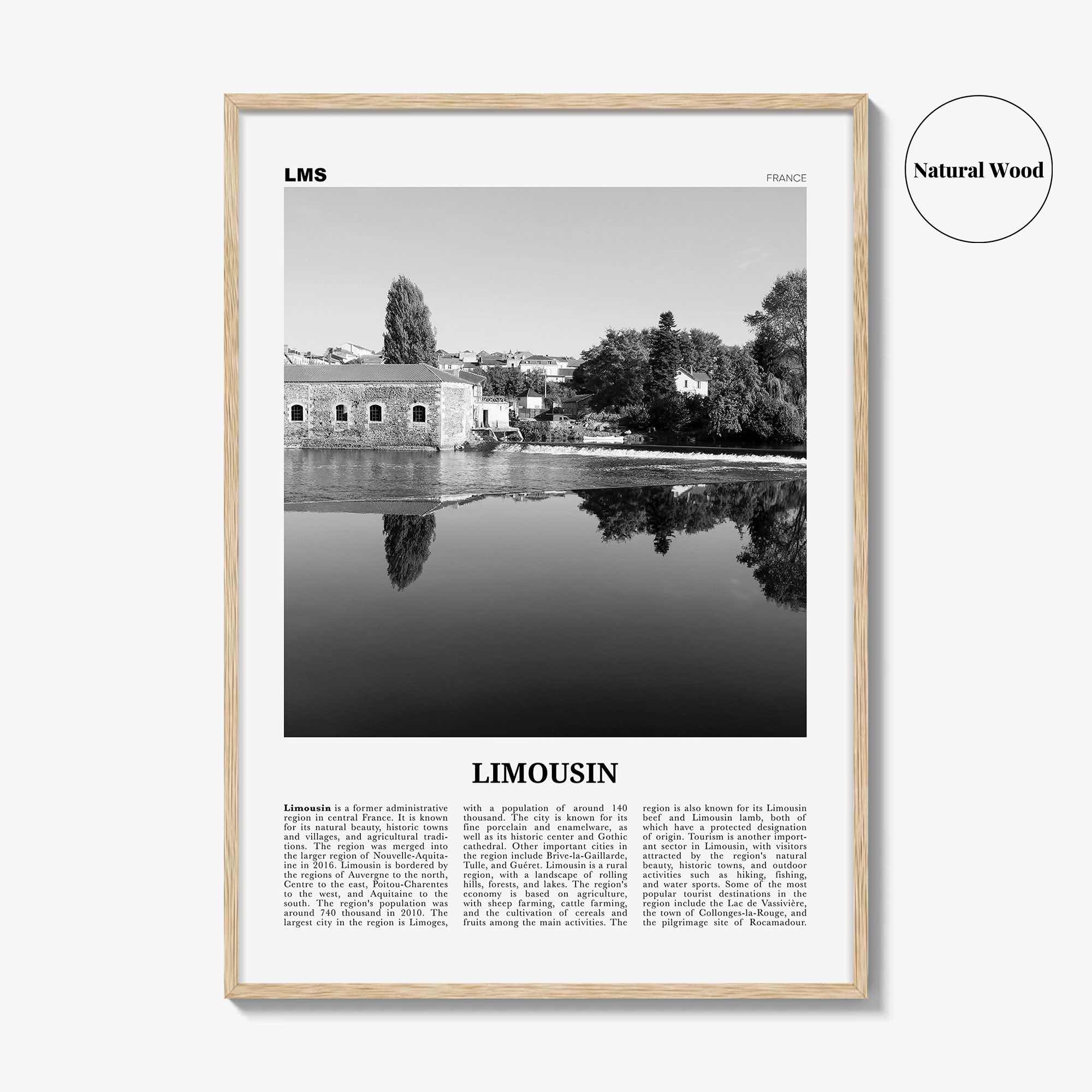 Limousin Print Black and White, Limousin Wall Art, Limousin Poster, Limousin Photo, Limousin Wall Décor, Limousin Map, Italy