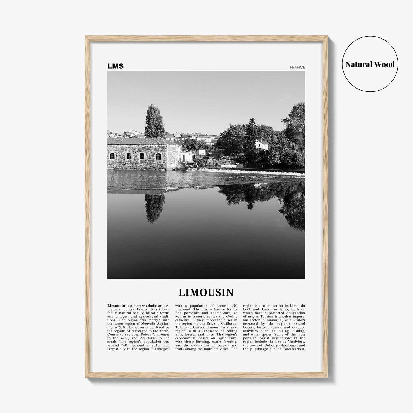 Limousin Print Black and White, Limousin Wall Art, Limousin Poster, Limousin Photo, Limousin Wall Décor, Limousin Map, Italy