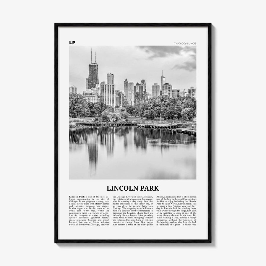Lincoln Park Print Black and White No 1, Lincoln Park Wall Art, Lincoln Park Poster, Lincoln Park Photo, Chicago, Illinois, USA