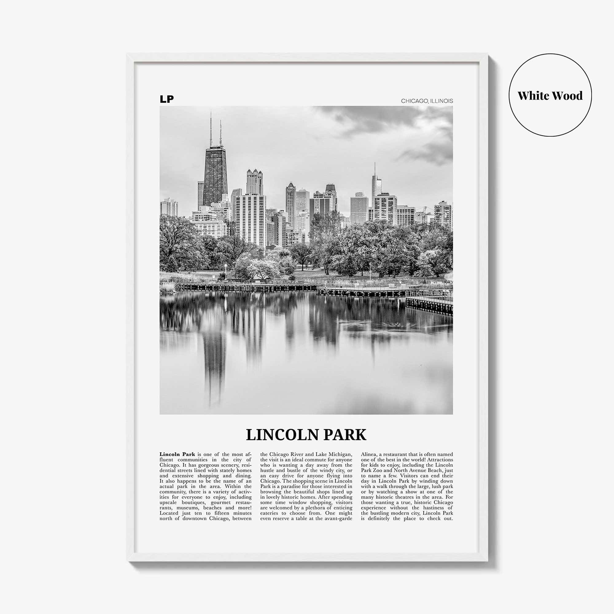 Lincoln Park Print Black and White No 1, Lincoln Park Wall Art, Lincoln Park Poster, Lincoln Park Photo, Chicago, Illinois, USA