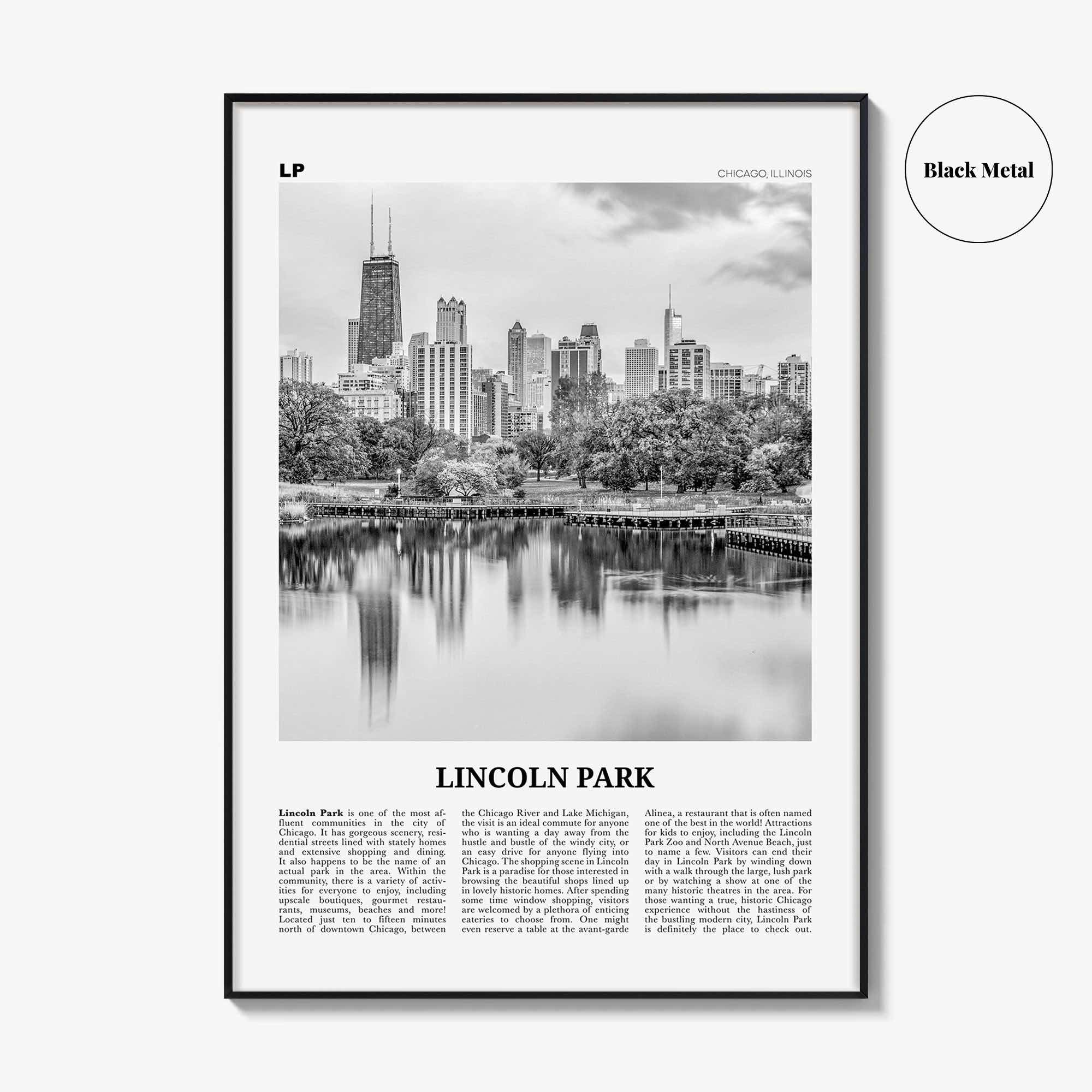 Lincoln Park Print Black and White No 1, Lincoln Park Wall Art, Lincoln Park Poster, Lincoln Park Photo, Chicago, Illinois, USA