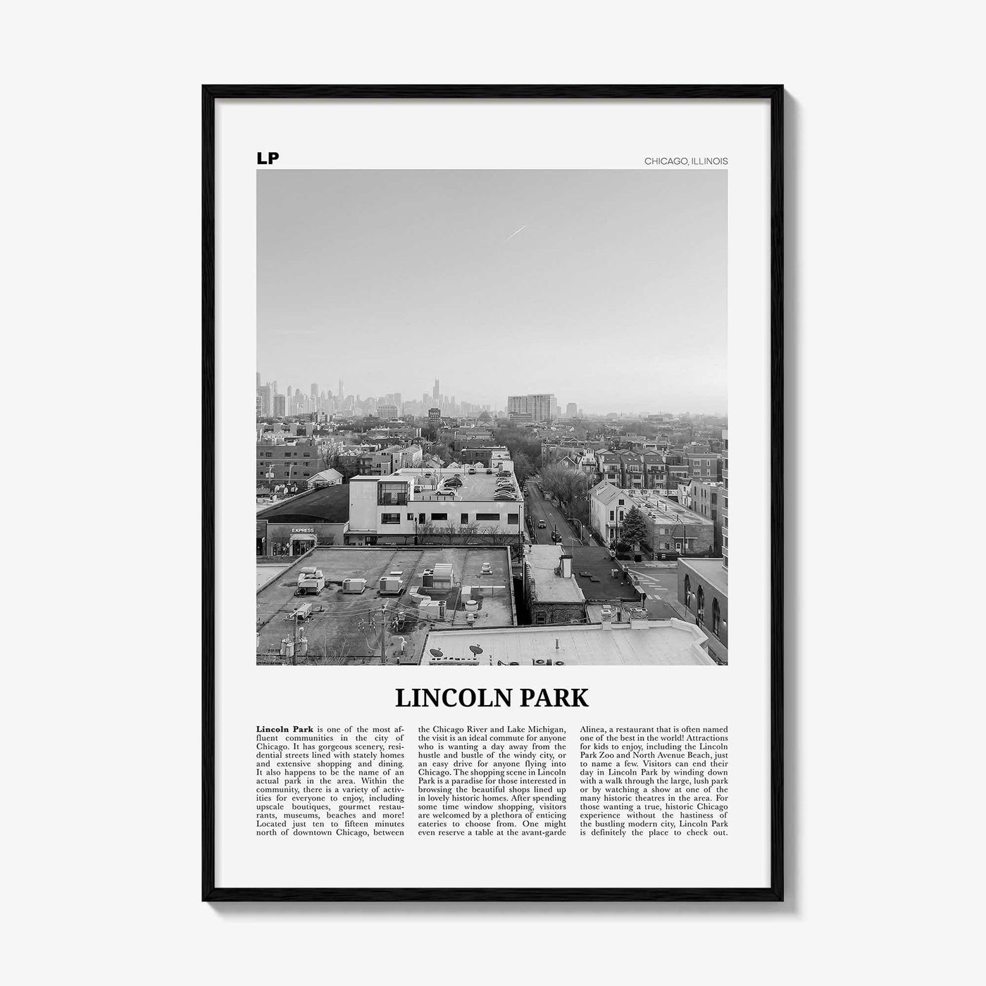 Lincoln Park Print Black and White No 2, Lincoln Park Wall Art, Lincoln Park Poster, Lincoln Park Photo, Chicago, Illinois, USA