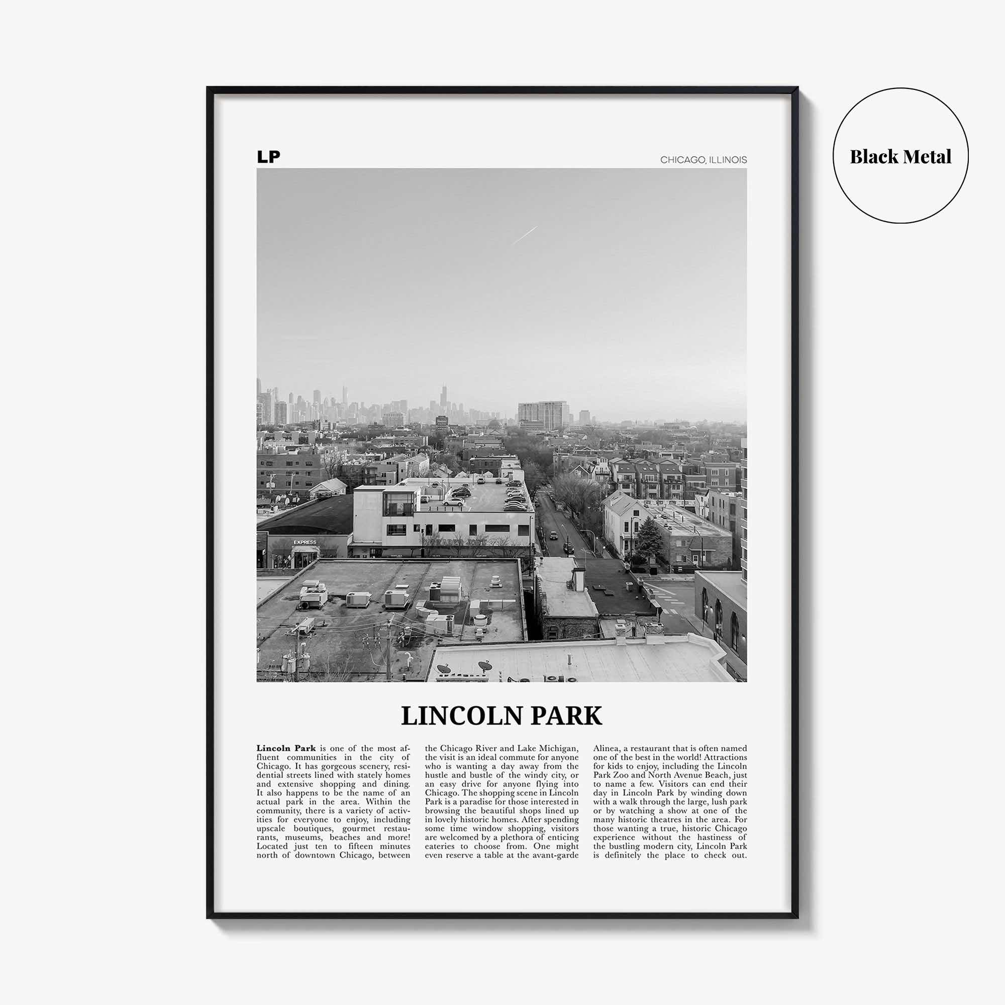 Lincoln Park Print Black and White No 2, Lincoln Park Wall Art, Lincoln Park Poster, Lincoln Park Photo, Chicago, Illinois, USA