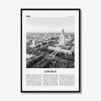 Lincoln Print Black and White, Lincoln Wall Art, Lincoln Poster, Lincoln Photo, Lincoln Wall Décor, Nebraska, USA, United States