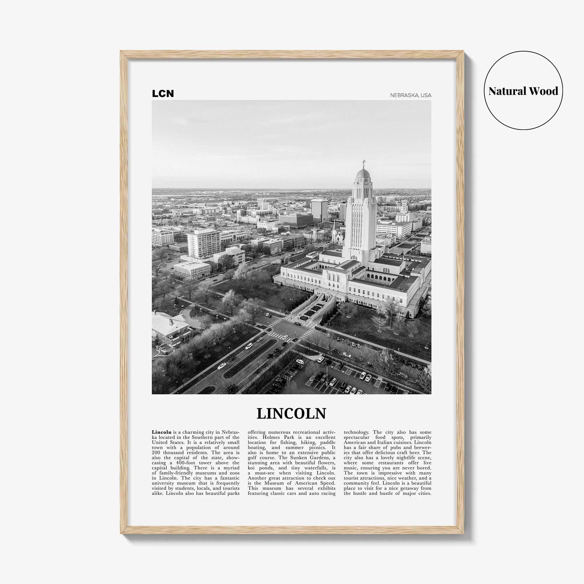 Lincoln Print Black and White, Lincoln Wall Art, Lincoln Poster, Lincoln Photo, Lincoln Wall Décor, Nebraska, USA, United States