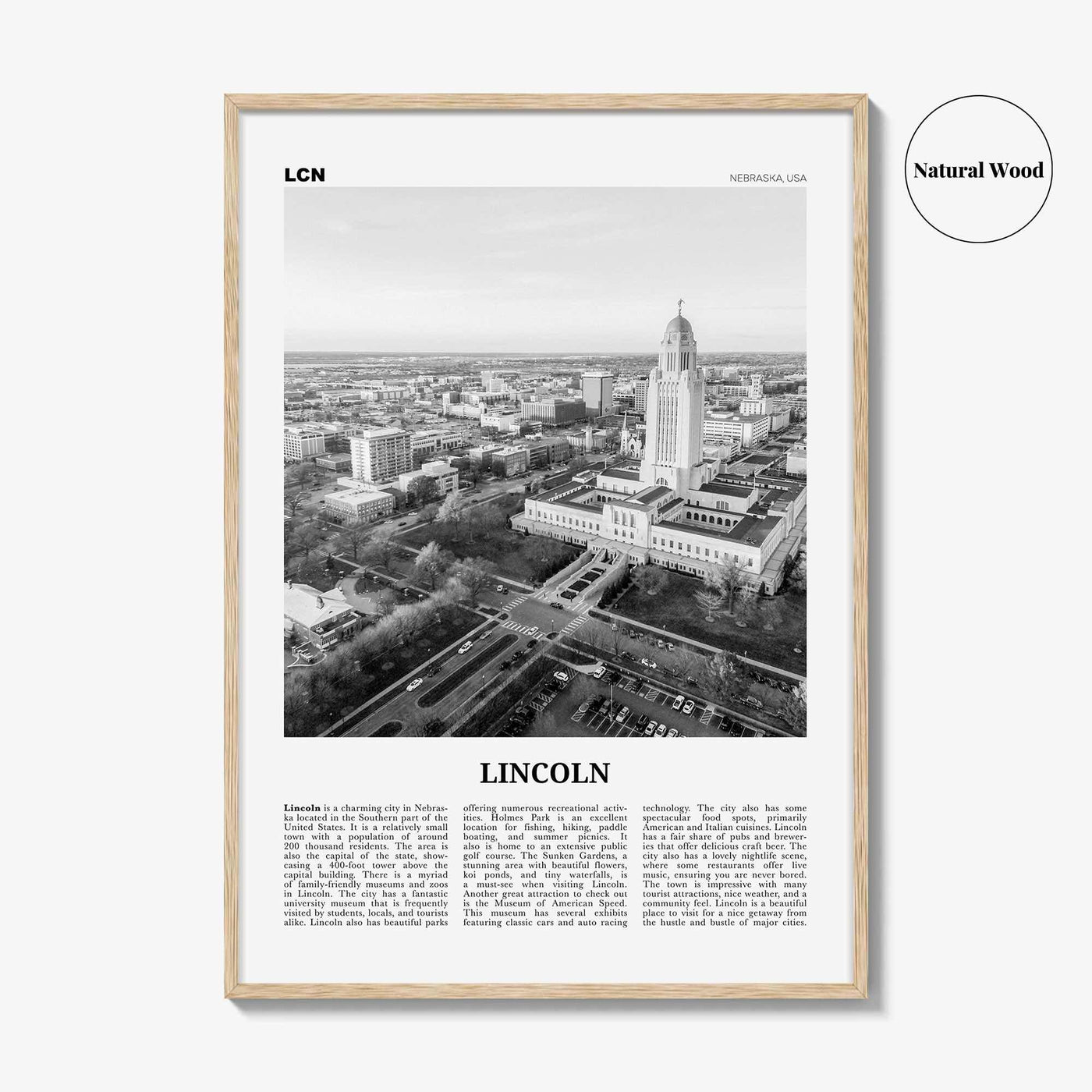 Lincoln Print Black and White, Lincoln Wall Art, Lincoln Poster, Lincoln Photo, Lincoln Wall Décor, Nebraska, USA, United States