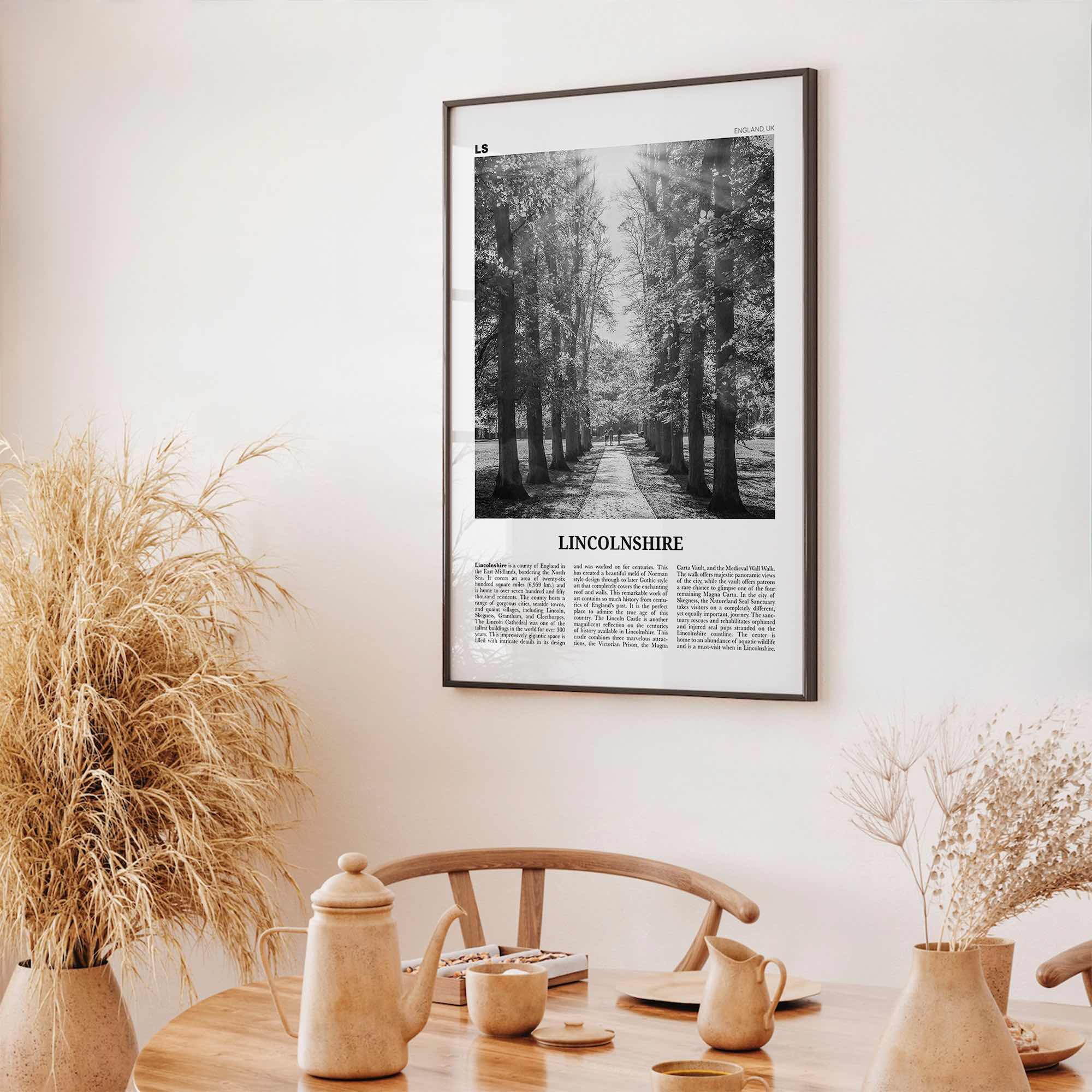 Lincolnshire Print Black and White, Lincolnshire Wall Art, Lincolnshire Poster, Lincolnshire Photo, Lincolnshire Map, England, UK