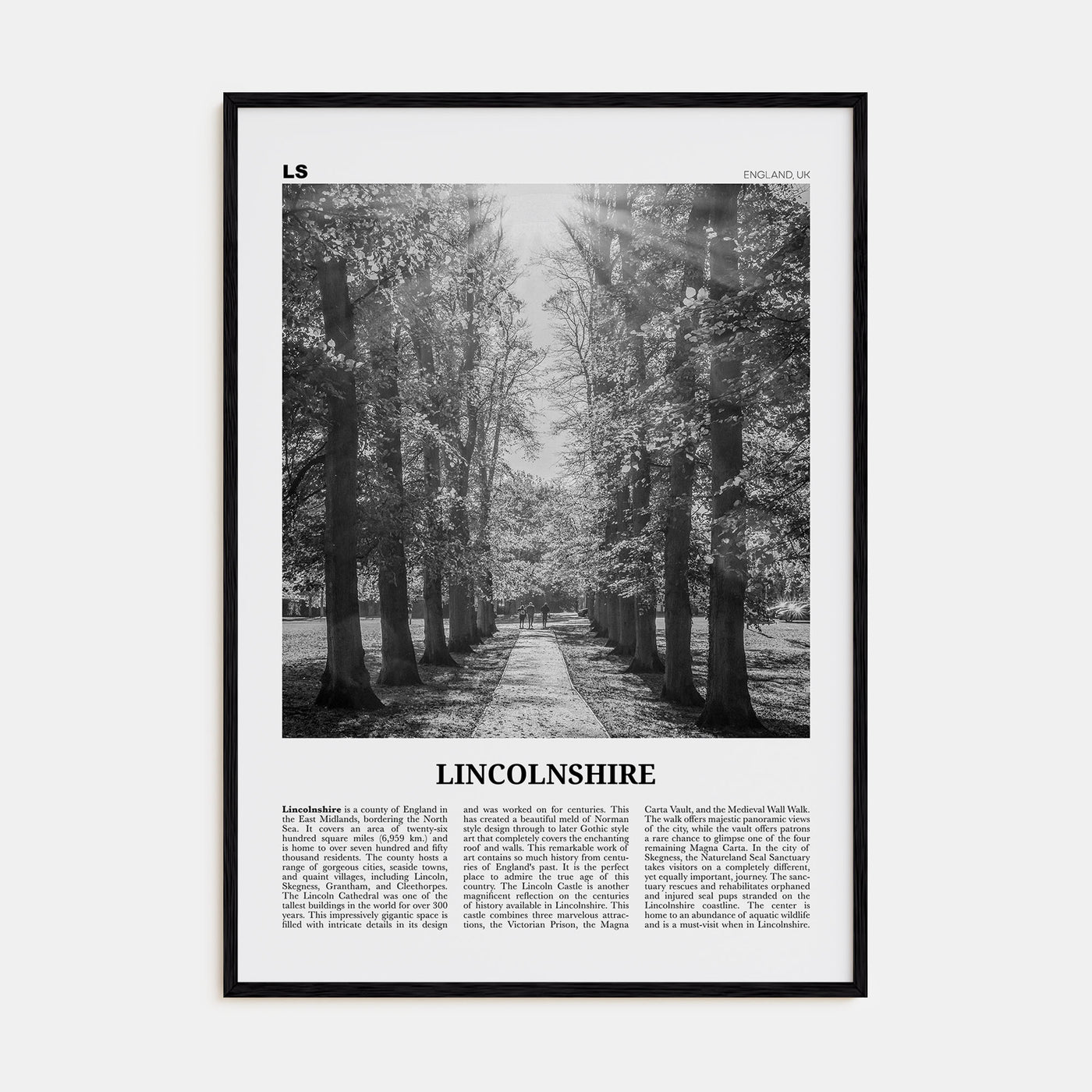 Lincolnshire Travel B&W Poster