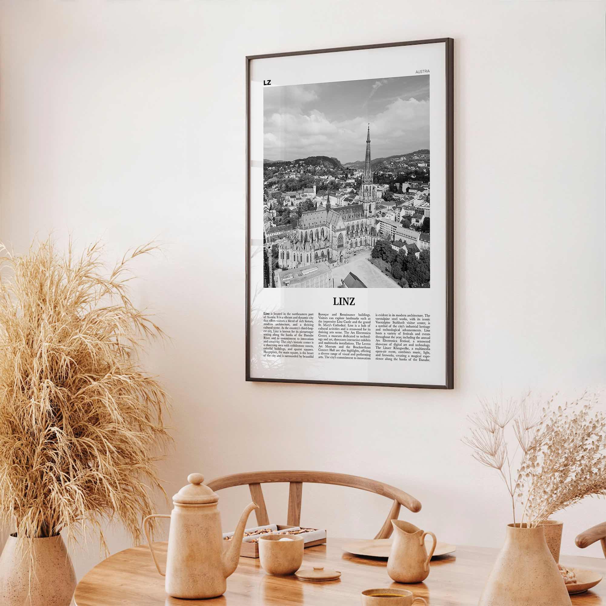 Linz Print Black and White, Linz Wall Art, Linz Poster, Linz Photo, Linz Wall Décor, Linz Map, Austria