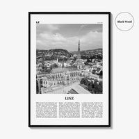 Linz Print Black and White, Linz Wall Art, Linz Poster, Linz Photo, Linz Wall Décor, Linz Map, Austria