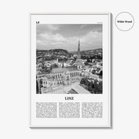 Linz Print Black and White, Linz Wall Art, Linz Poster, Linz Photo, Linz Wall Décor, Linz Map, Austria