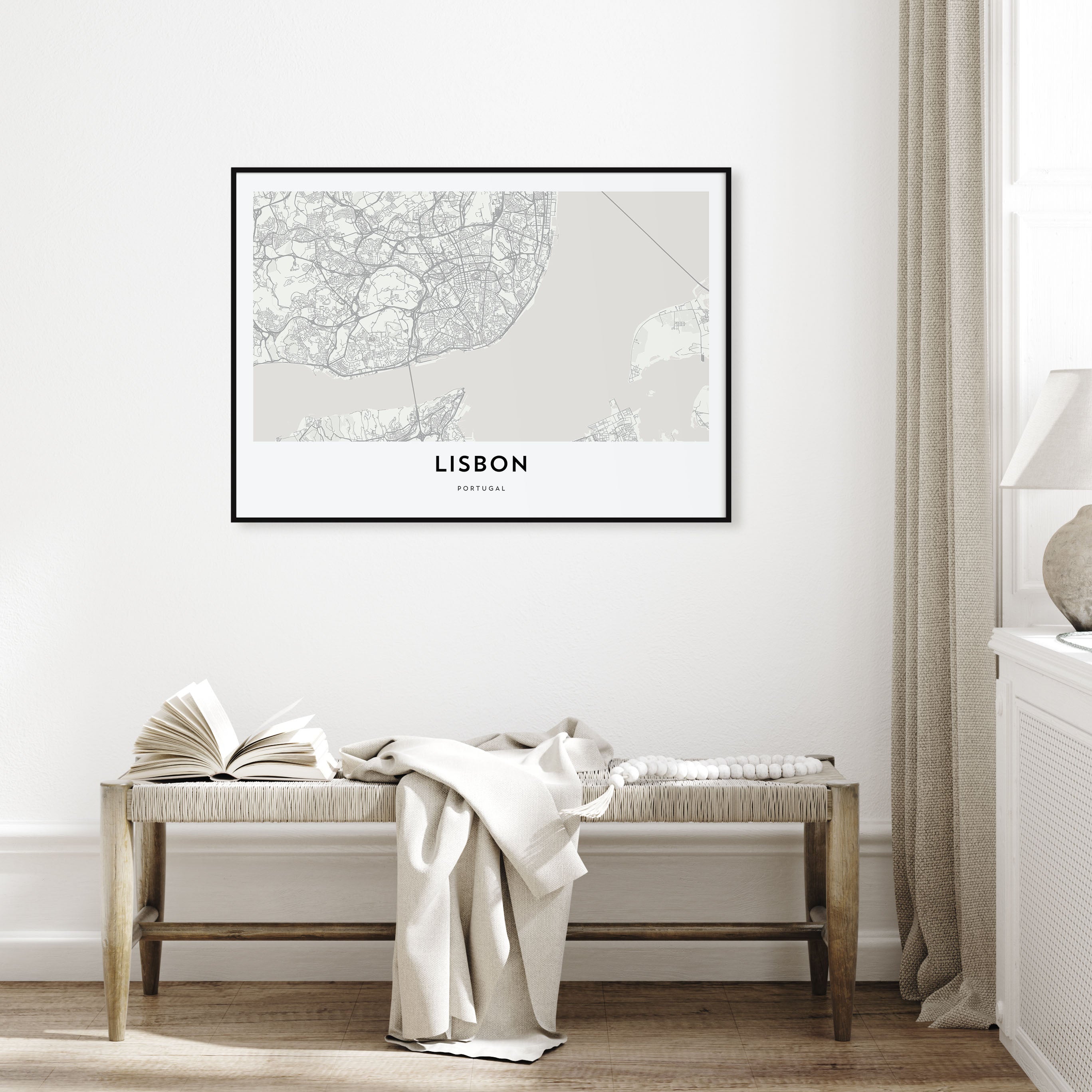 Lisbon Map Landscape Poster