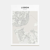 Lisbon Map Portrait Poster