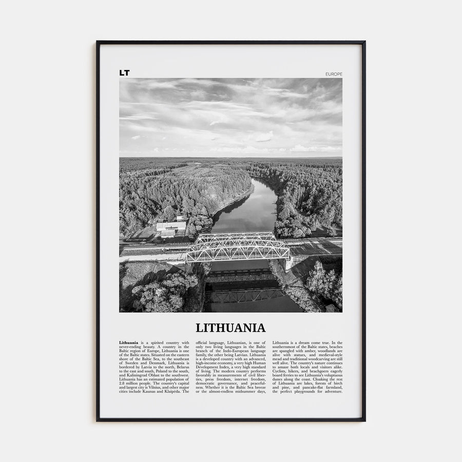 Lithuania Travel B&W Poster