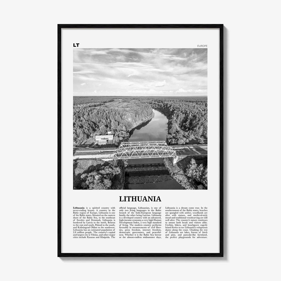 Lithuania Print Black and White, Lithuania Wall Art, Lithuania Poster, Lithuania Photo, Lietuva, Lietuvos, Vilnius, Baltic, Europe