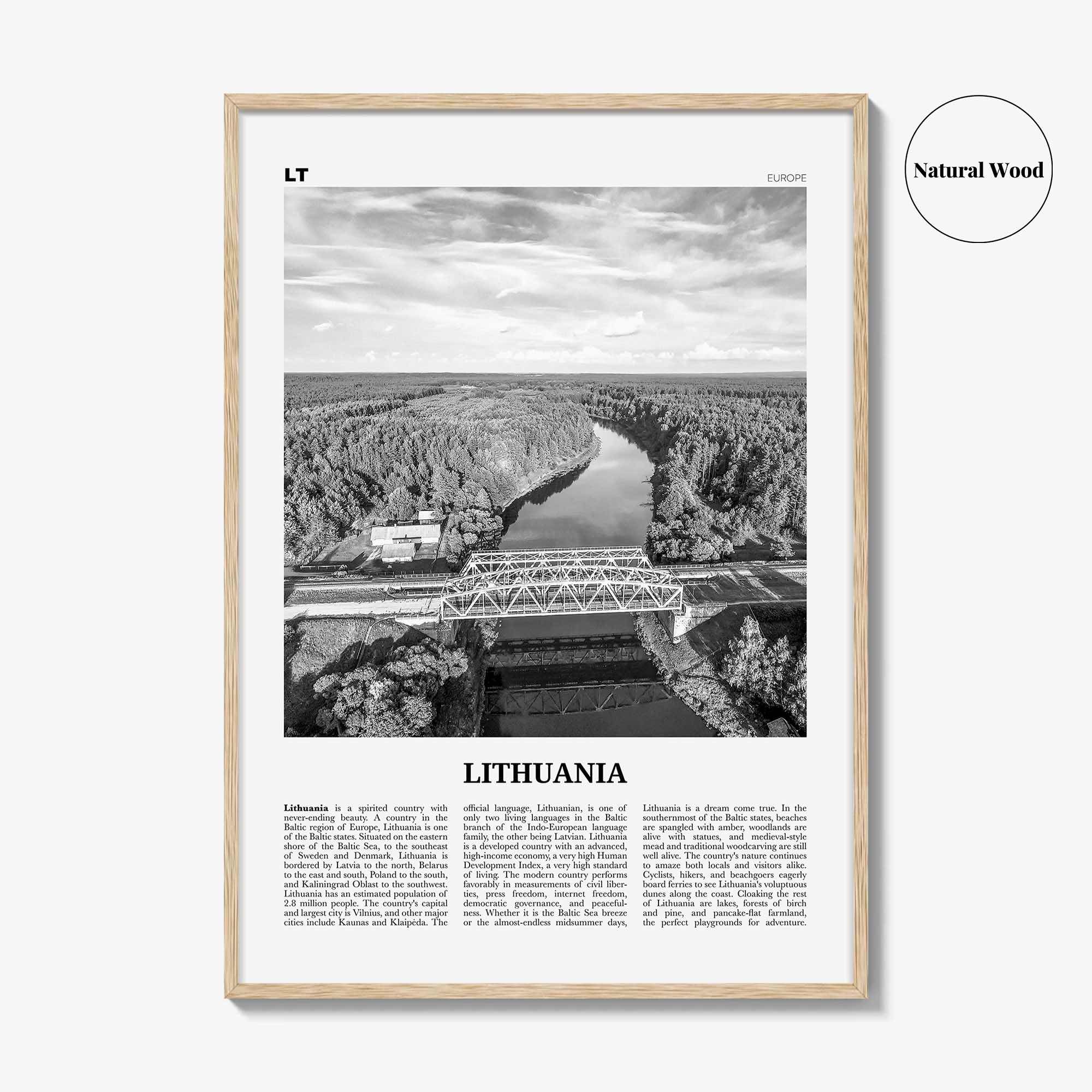 Lithuania Print Black and White, Lithuania Wall Art, Lithuania Poster, Lithuania Photo, Lietuva, Lietuvos, Vilnius, Baltic, Europe