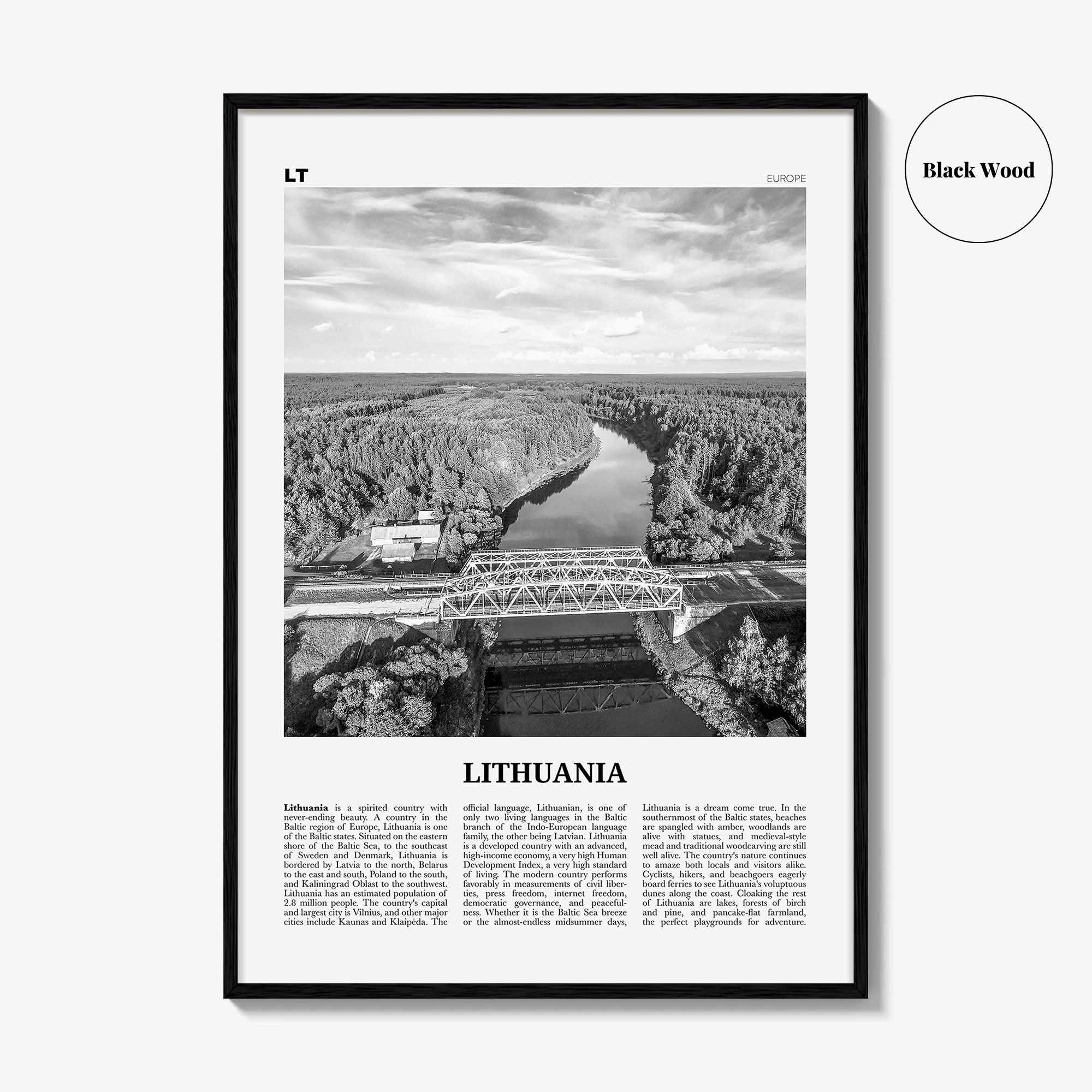 Lithuania Print Black and White, Lithuania Wall Art, Lithuania Poster, Lithuania Photo, Lietuva, Lietuvos, Vilnius, Baltic, Europe
