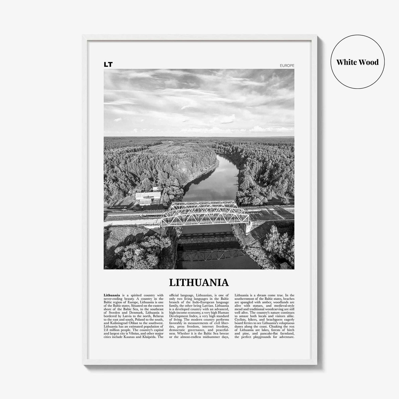 Lithuania Print Black and White, Lithuania Wall Art, Lithuania Poster, Lithuania Photo, Lietuva, Lietuvos, Vilnius, Baltic, Europe