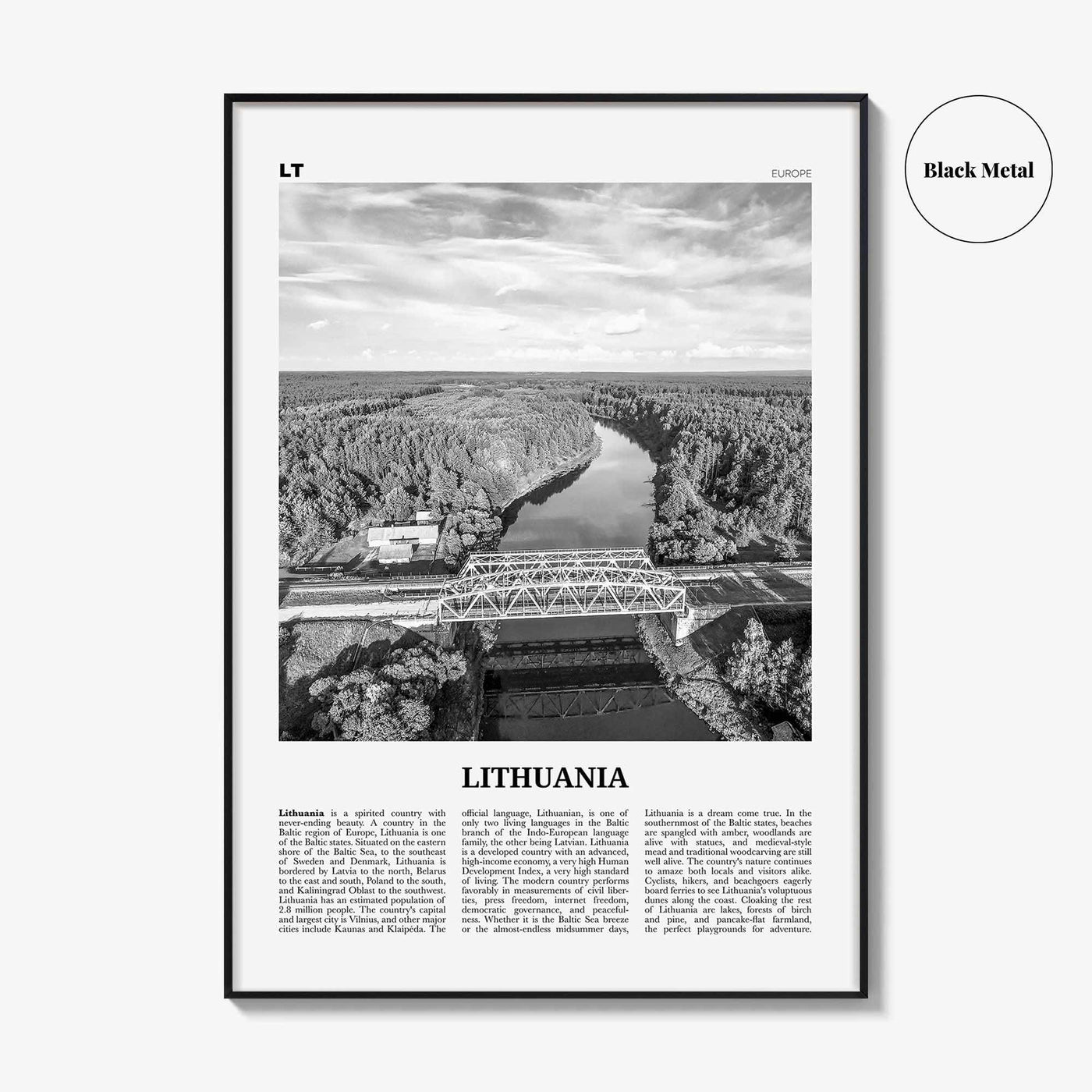 Lithuania Print Black and White, Lithuania Wall Art, Lithuania Poster, Lithuania Photo, Lietuva, Lietuvos, Vilnius, Baltic, Europe