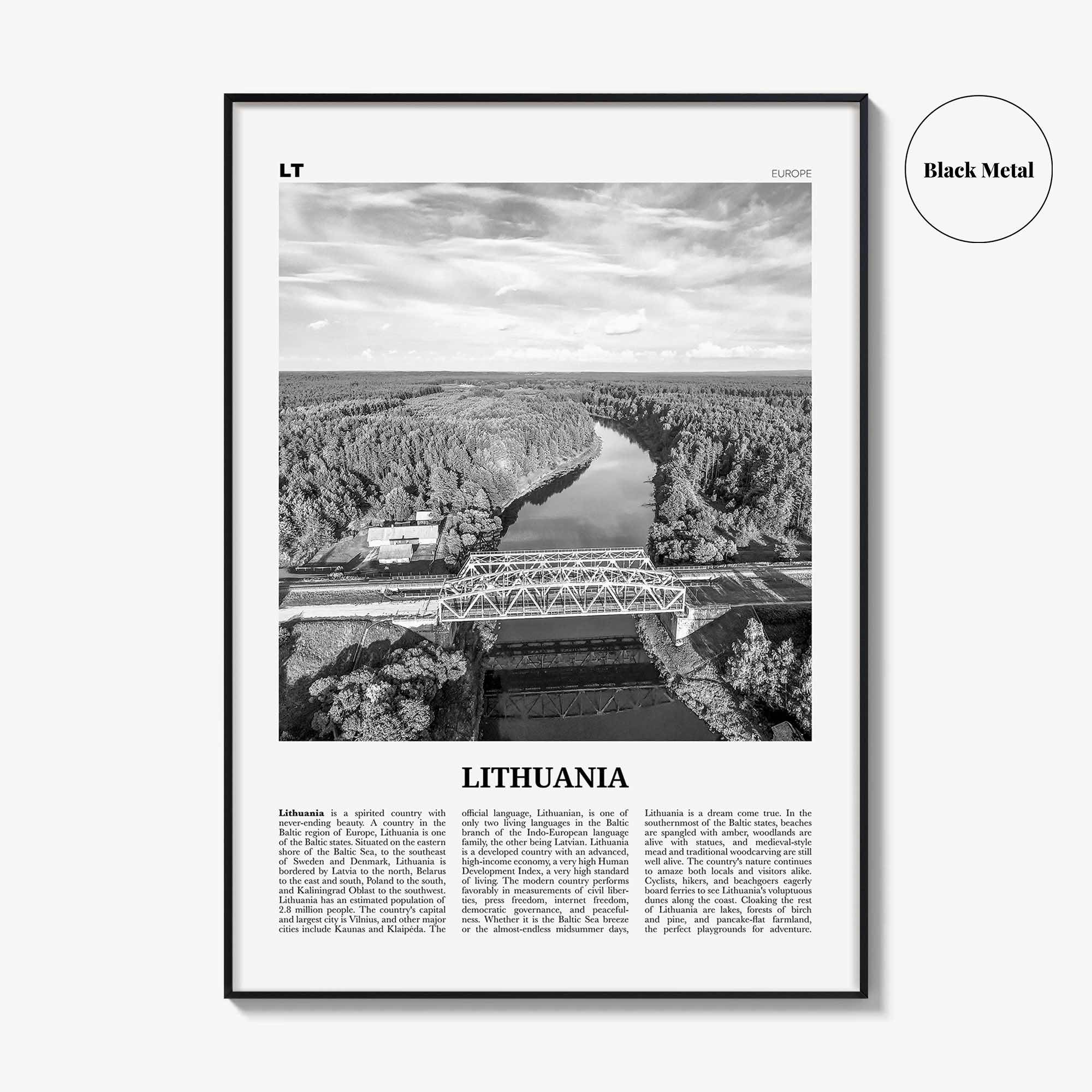 Lithuania Print Black and White, Lithuania Wall Art, Lithuania Poster, Lithuania Photo, Lietuva, Lietuvos, Vilnius, Baltic, Europe