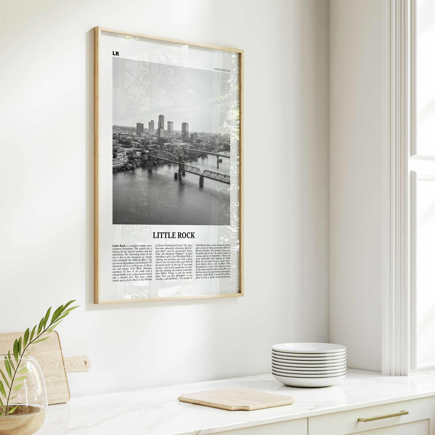 Little Rock Print Black and White, Little Rock Wall Art, Little Rock Poster, Little Rock Photo, Little Rock Wall Décor, Arkansas, USA