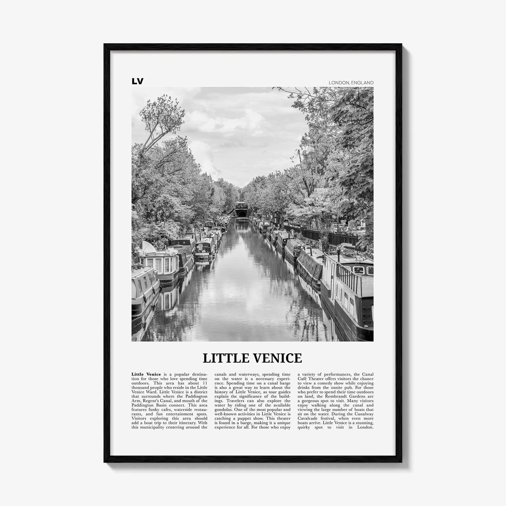 Little Venice Print Black and White London, Little Venice Wall Art, Little Venice Poster, Little Venice Photo, Little Venice Décor, England