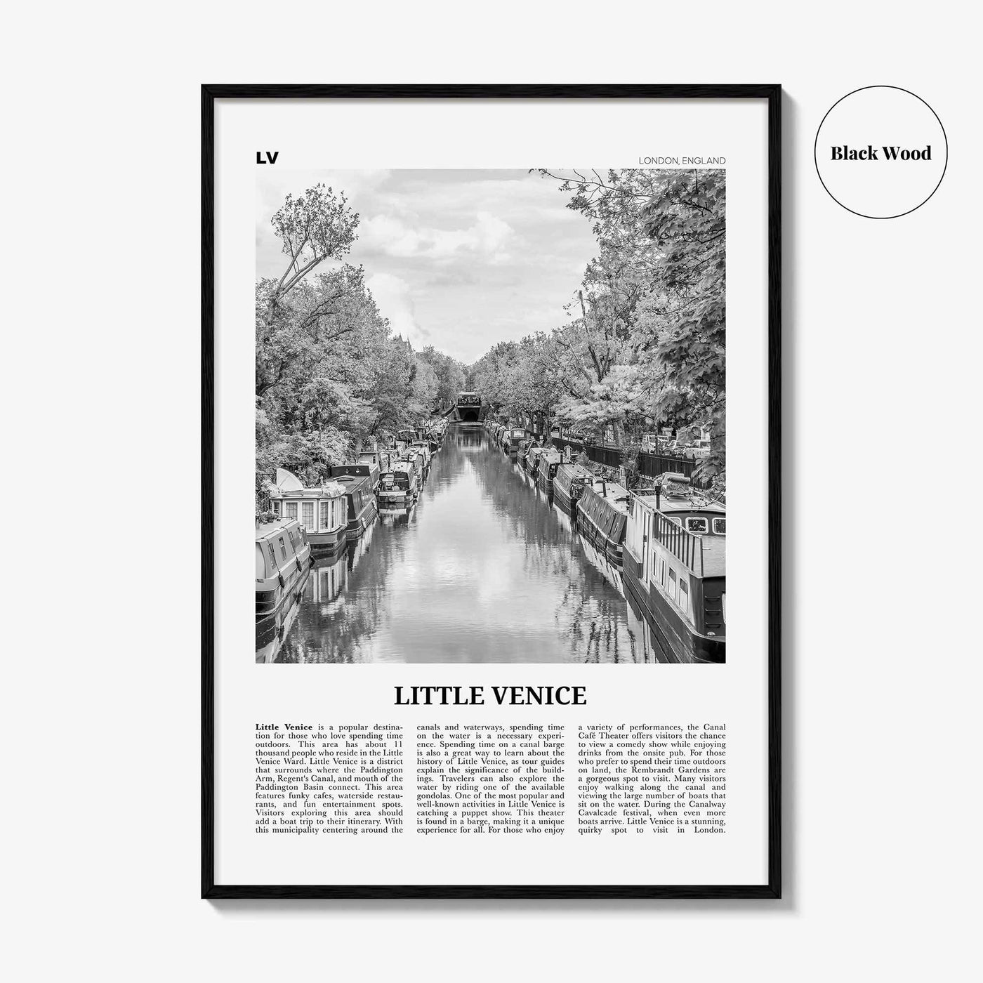 Little Venice Print Black and White London, Little Venice Wall Art, Little Venice Poster, Little Venice Photo, Little Venice Décor, England