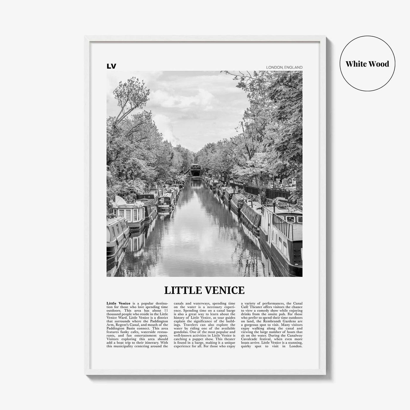 Little Venice Print Black and White London, Little Venice Wall Art, Little Venice Poster, Little Venice Photo, Little Venice Décor, England