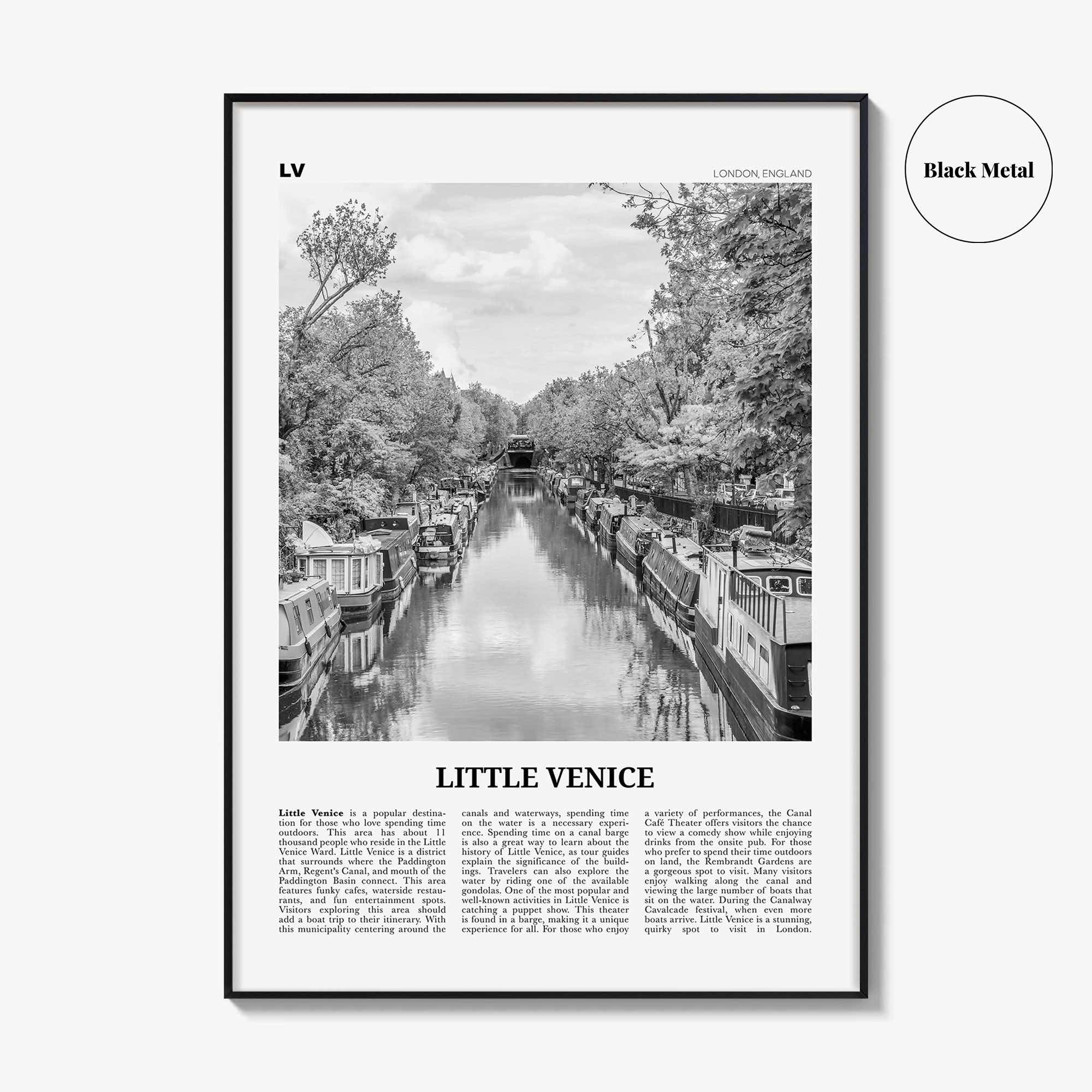 Little Venice Print Black and White London, Little Venice Wall Art, Little Venice Poster, Little Venice Photo, Little Venice Décor, England