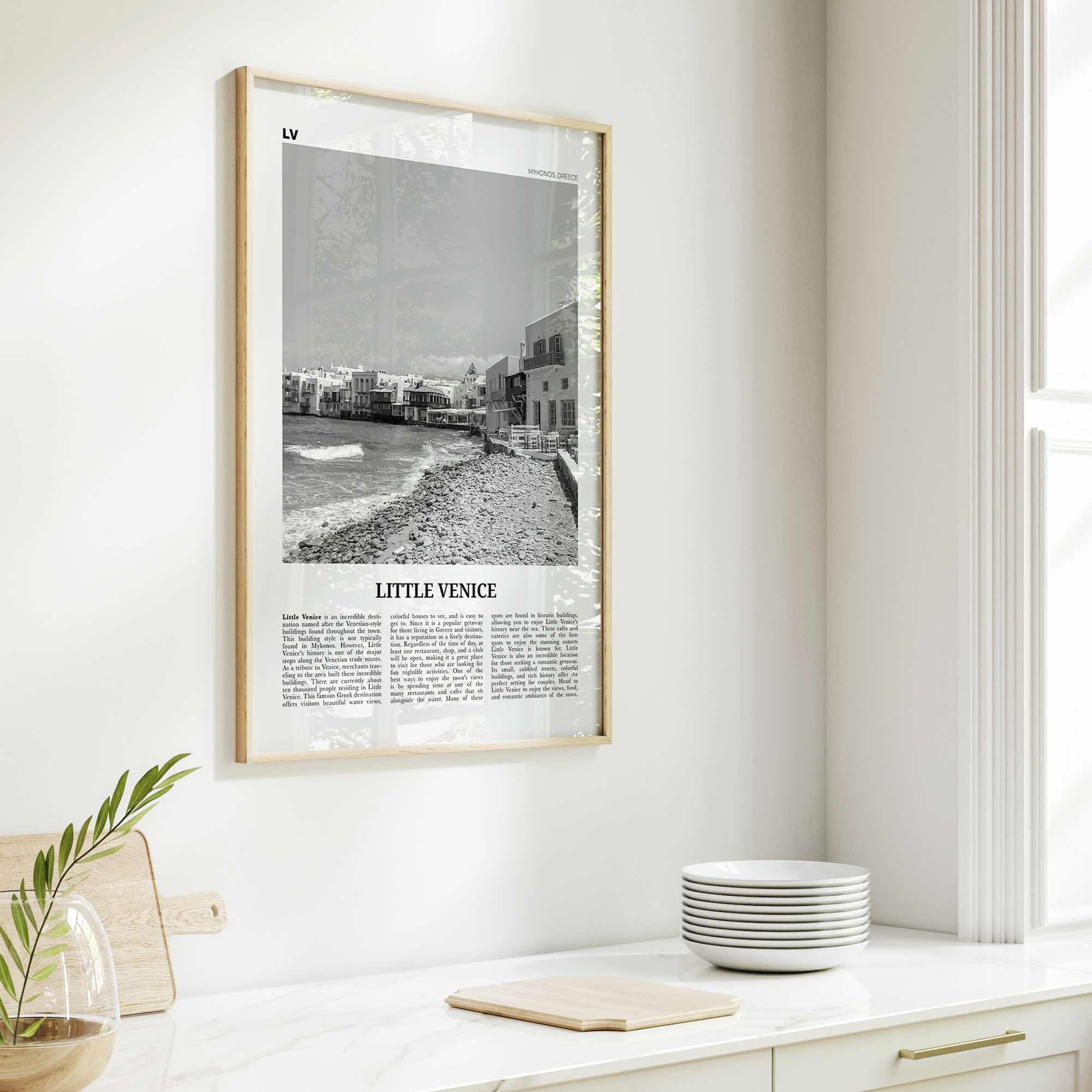 Little Venice Print Black and White Mykonos, Little Venice Wall Art, Little Venice Poster, Little Venice Photo, Little Venice Décor, Greece