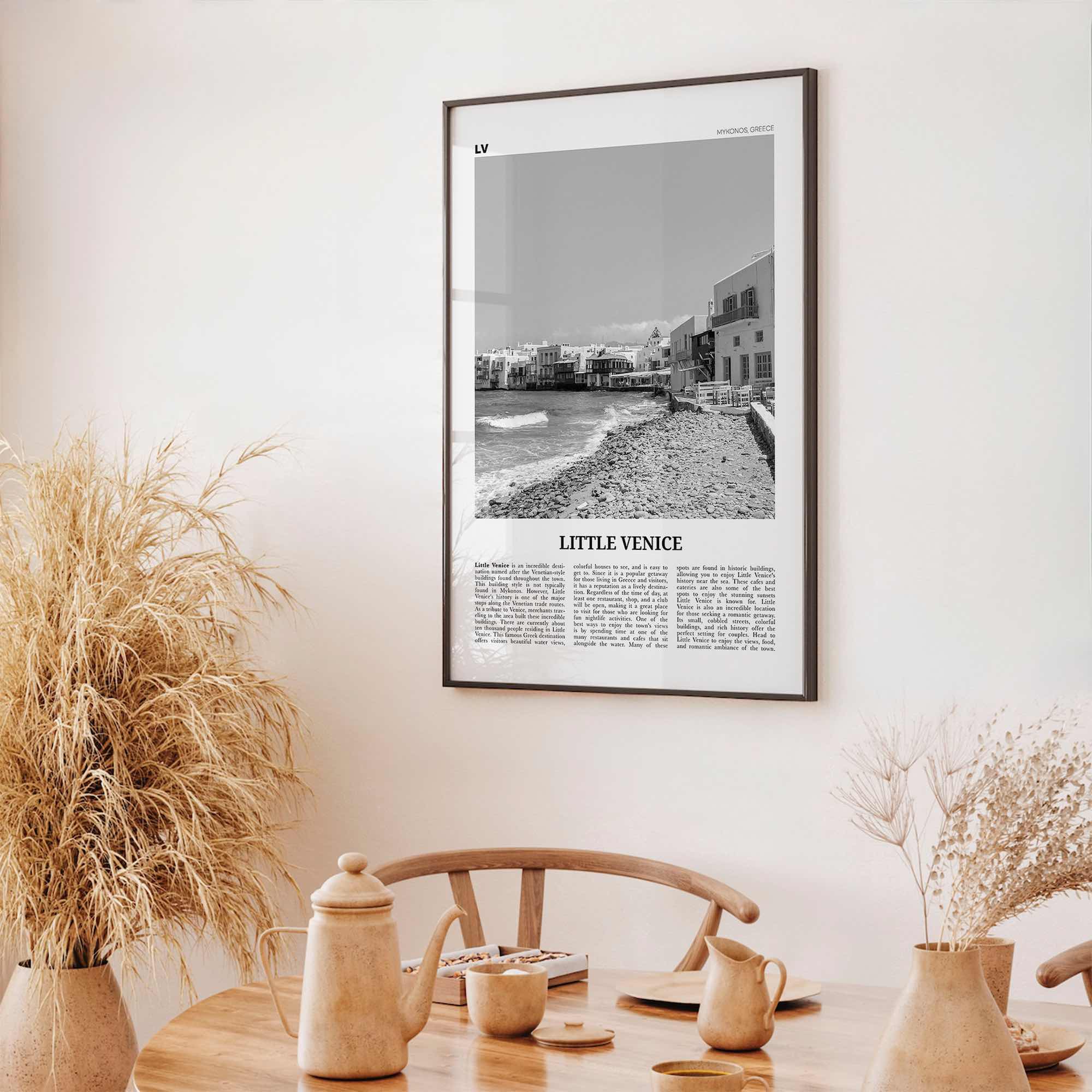 Little Venice Print Black and White Mykonos, Little Venice Wall Art, Little Venice Poster, Little Venice Photo, Little Venice Décor, Greece