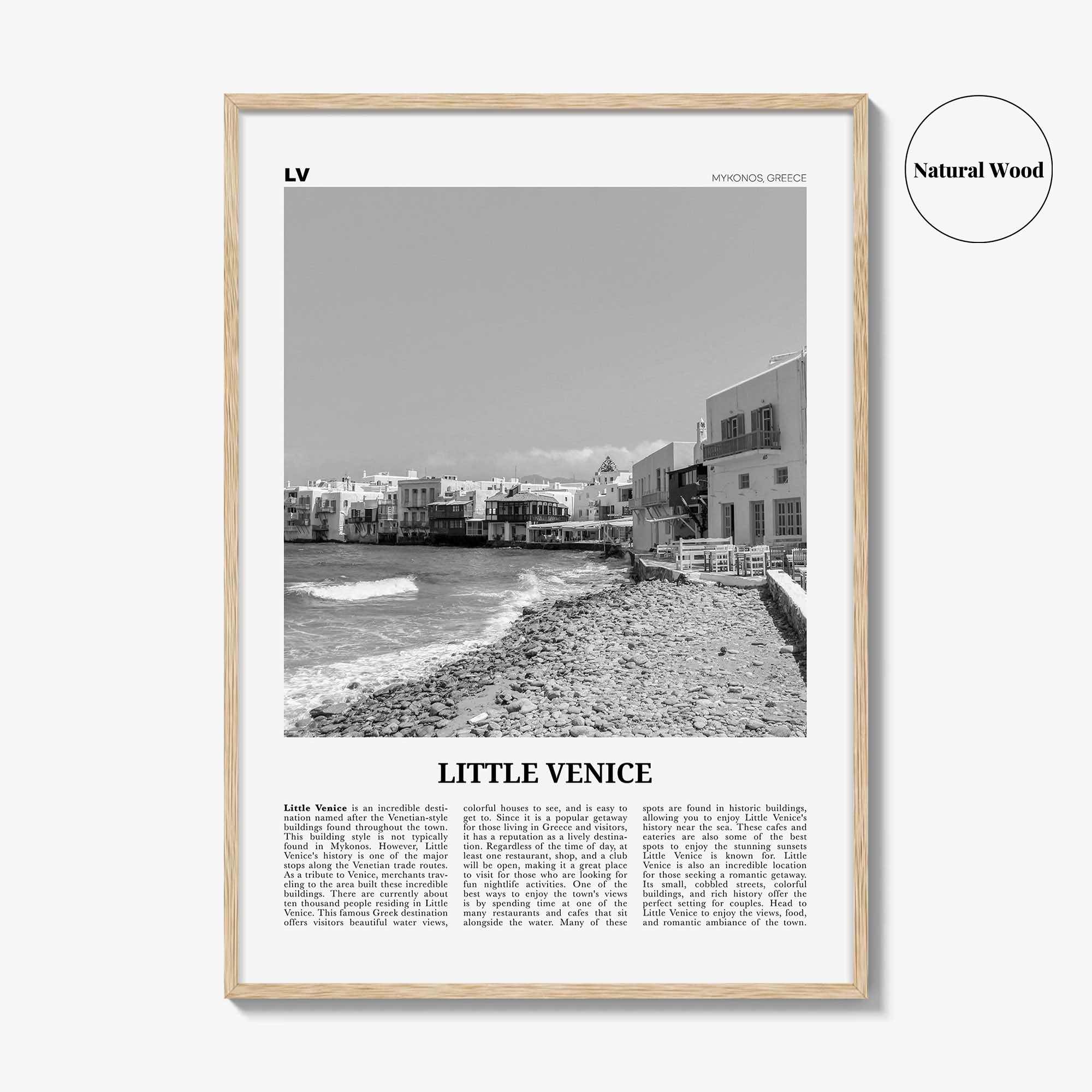 Little Venice Print Black and White Mykonos, Little Venice Wall Art, Little Venice Poster, Little Venice Photo, Little Venice Décor, Greece