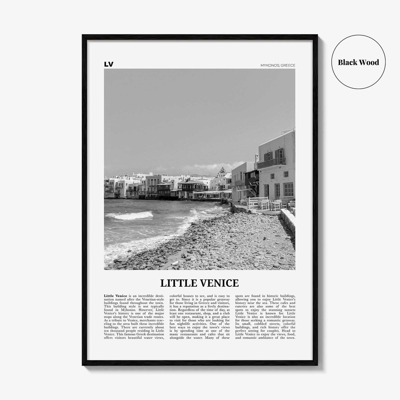 Little Venice Print Black and White Mykonos, Little Venice Wall Art, Little Venice Poster, Little Venice Photo, Little Venice Décor, Greece