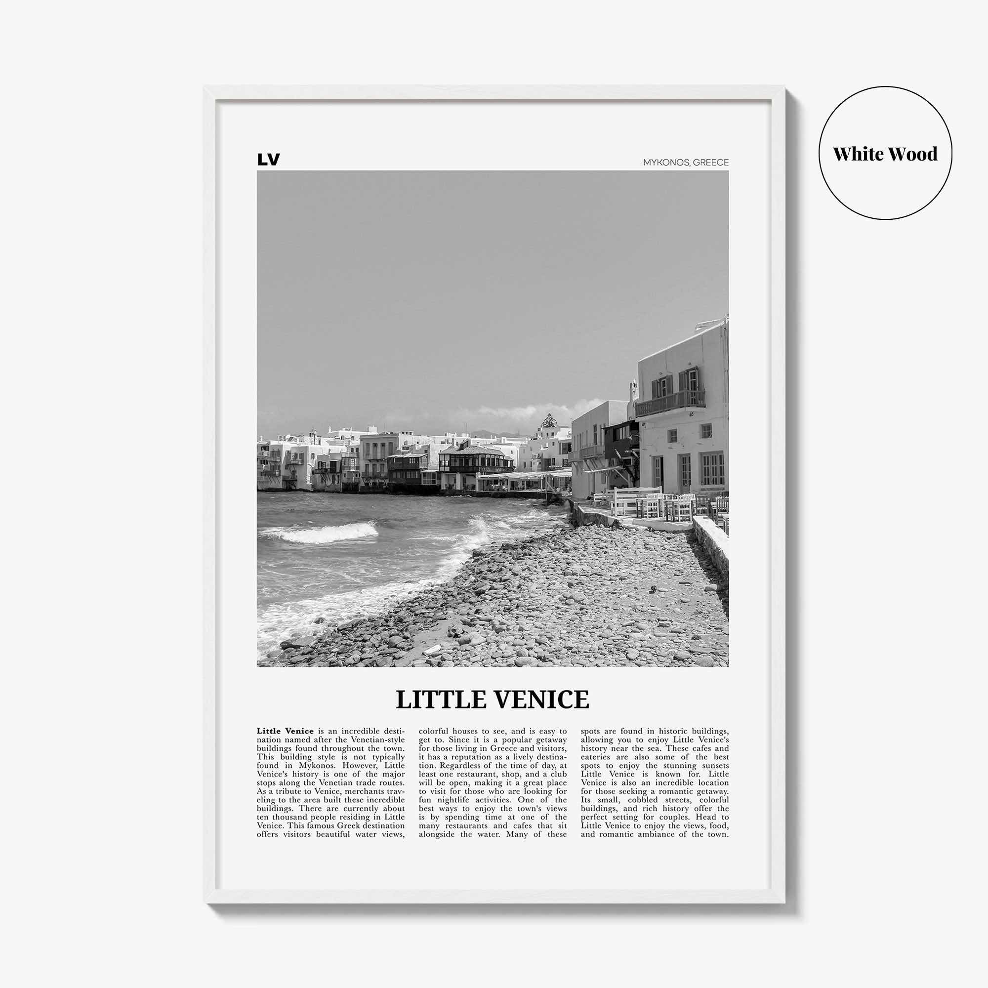 Little Venice Print Black and White Mykonos, Little Venice Wall Art, Little Venice Poster, Little Venice Photo, Little Venice Décor, Greece