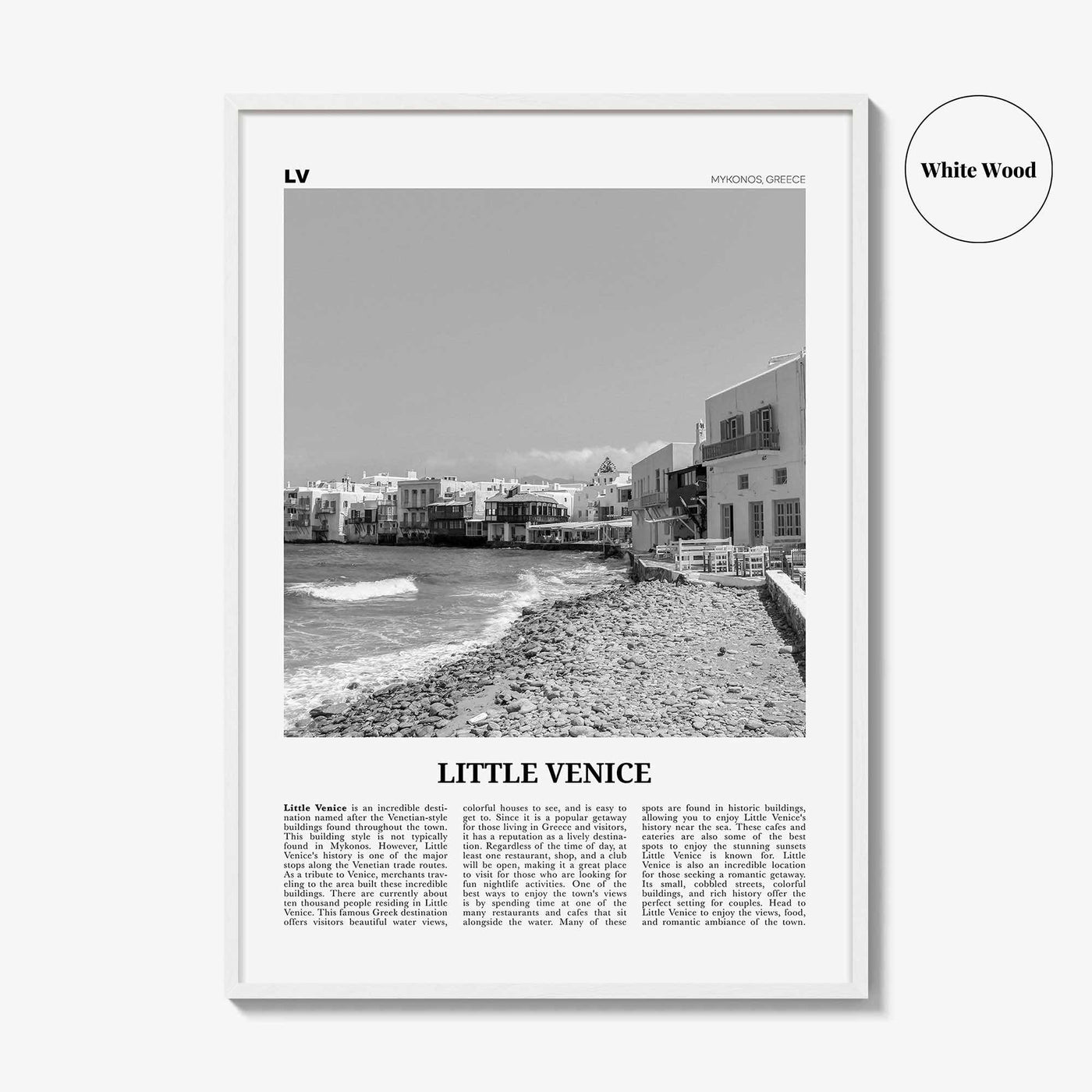 Little Venice Print Black and White Mykonos, Little Venice Wall Art, Little Venice Poster, Little Venice Photo, Little Venice Décor, Greece